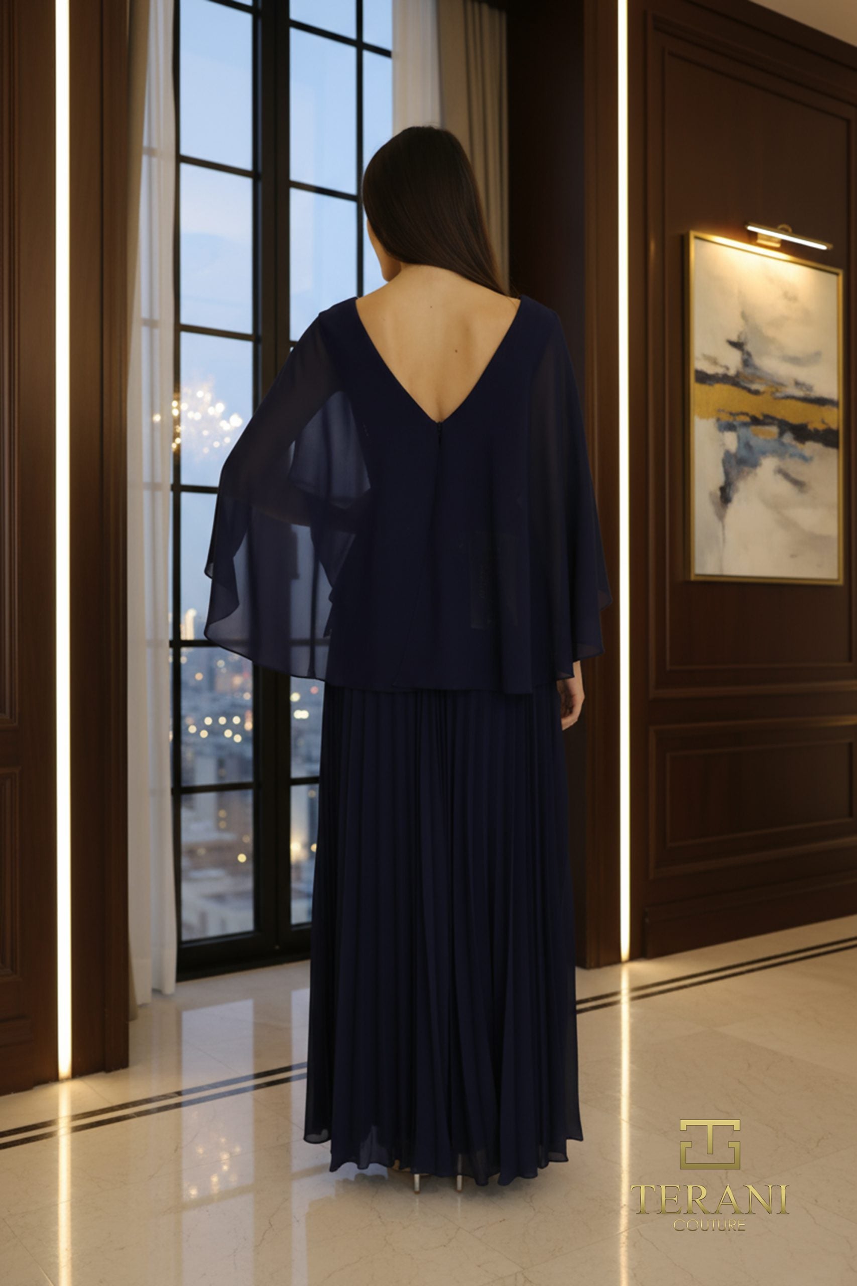 Mother of the Bride Dresses A Line Mother of the Bride Long Formal Cape Dress NAVY