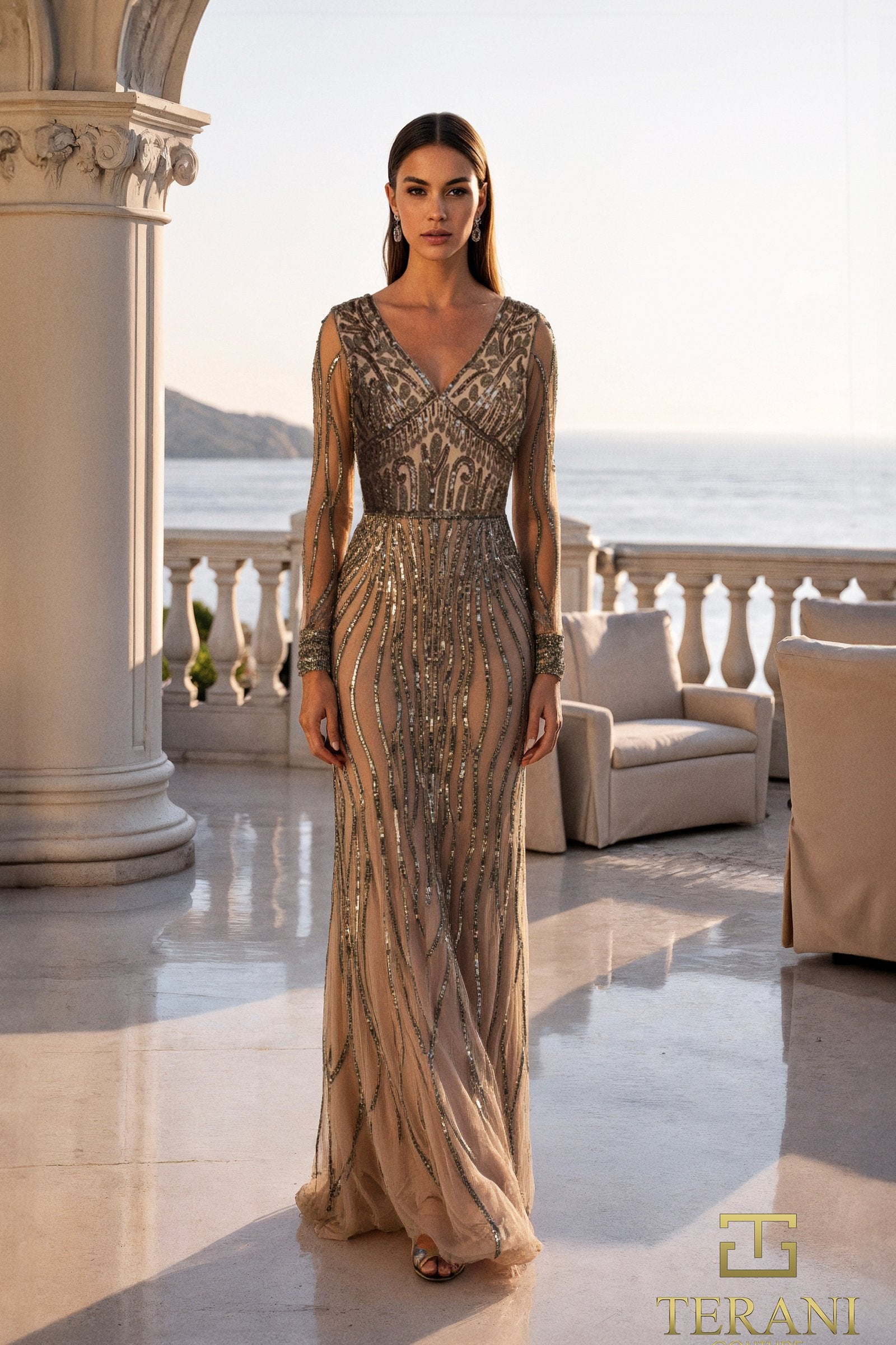 Terani Couture 261M6727 Beaded Long Mother of the Bride Formal Dress