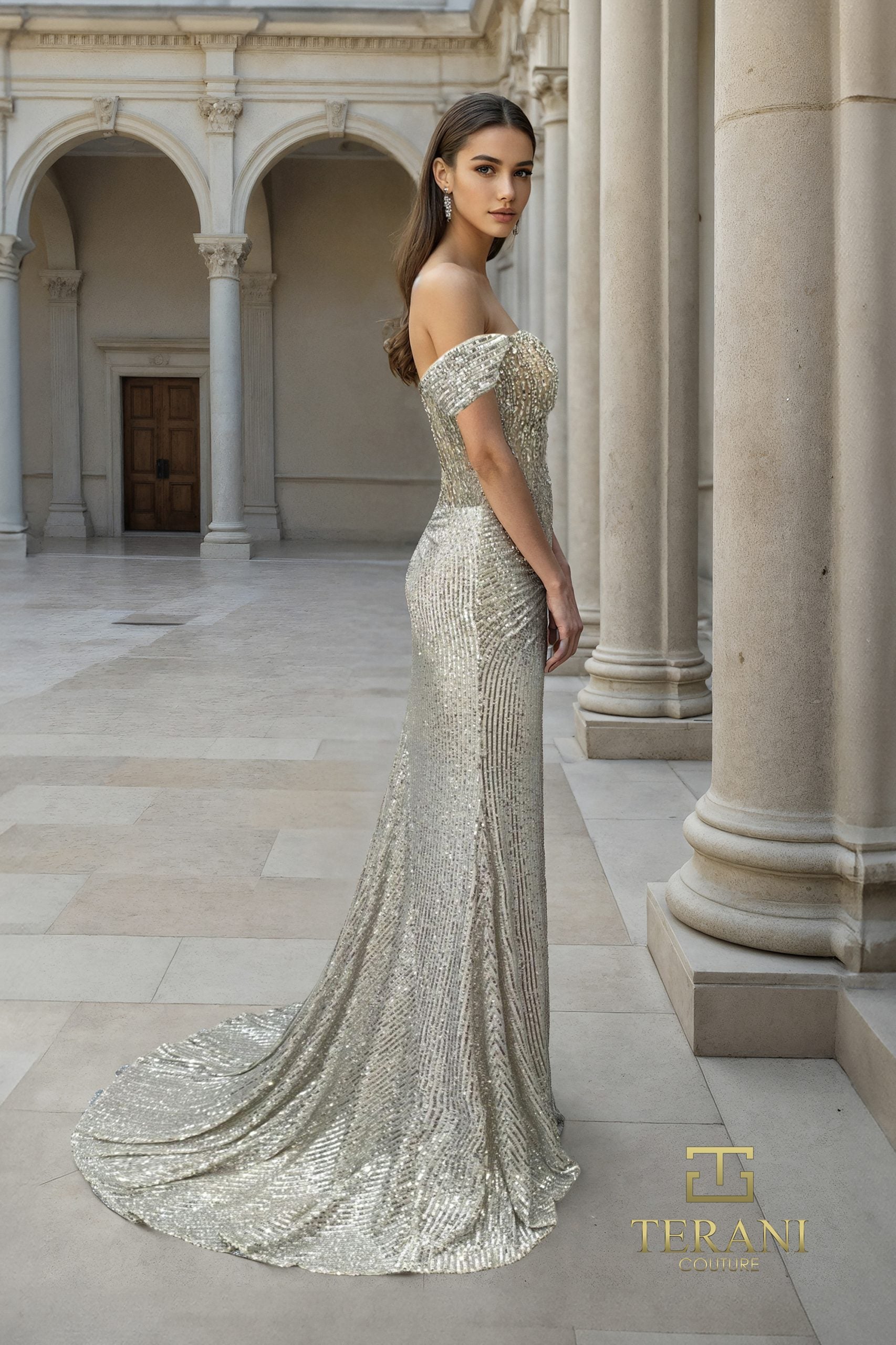 Prom Dresses Fitted Long Formal Sequin Prom Dress CHAMPAGNE SILVER