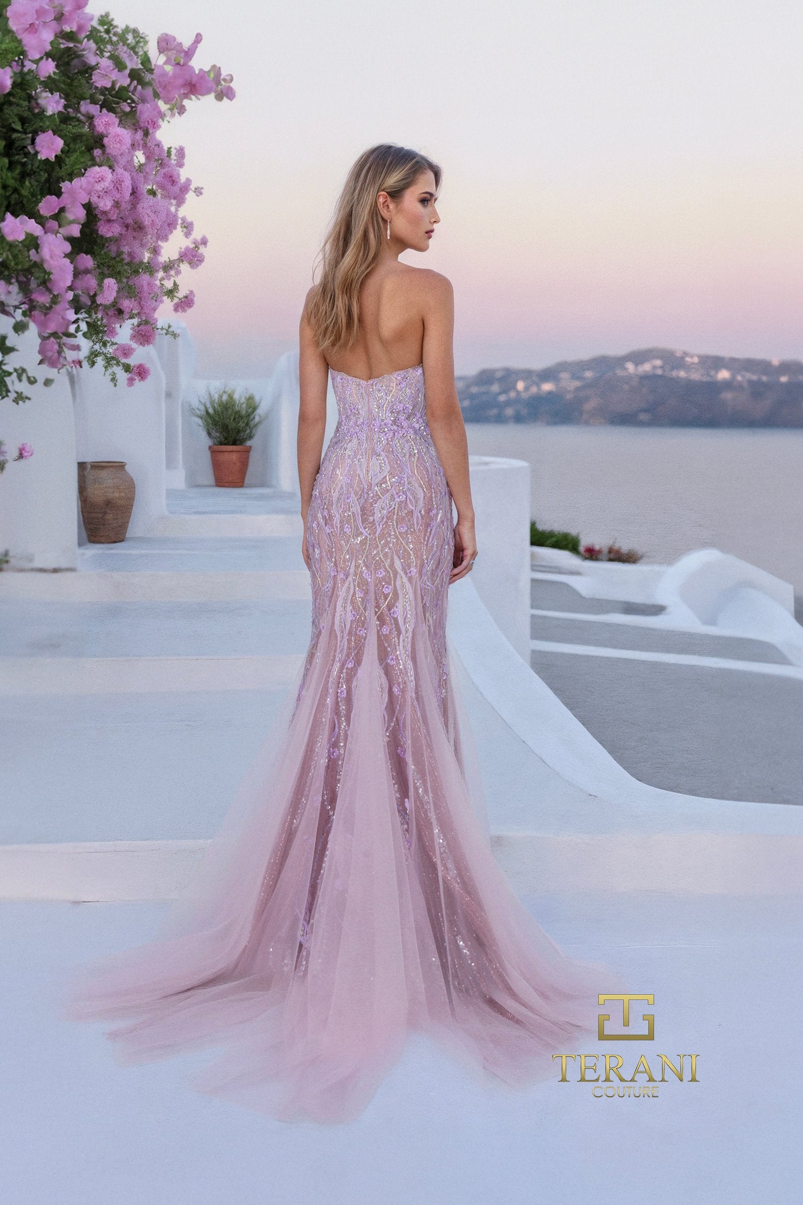 Prom Dresses Mermaid Beaded Long Formal Prom Dress Lavender Nude-Tulle-261P6191-Beaded