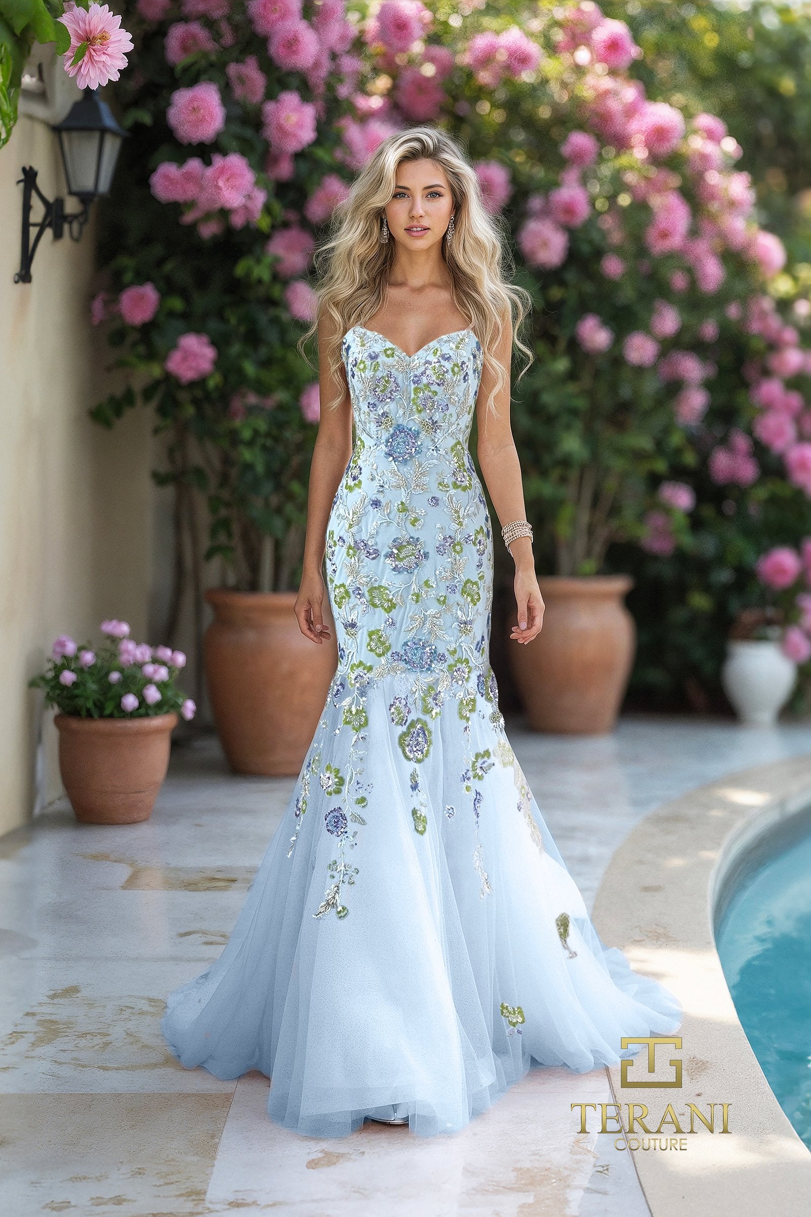 Prom Dresses Beaded Mermaid Long Formal Prom Dress Blue-Tulle-261P6193-Beaded