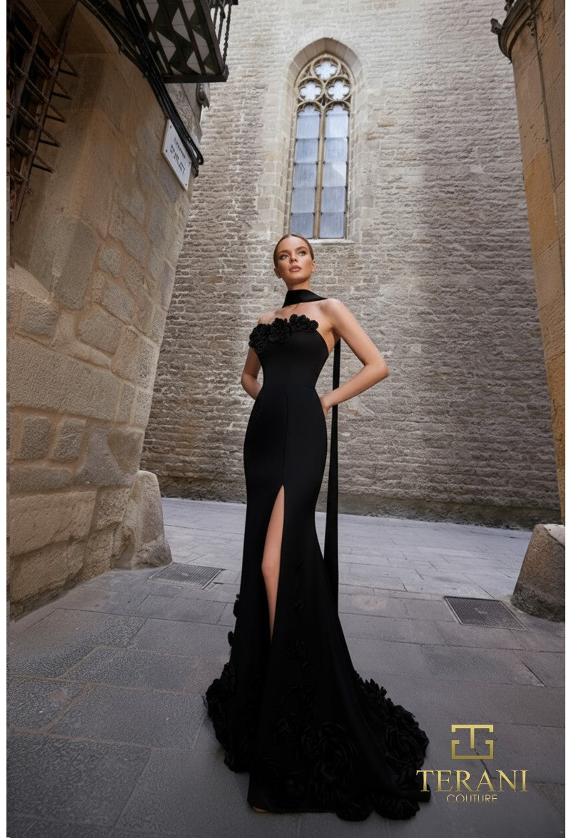 Prom Dresses Prom Long Formal Floral Evening Dress Black Black