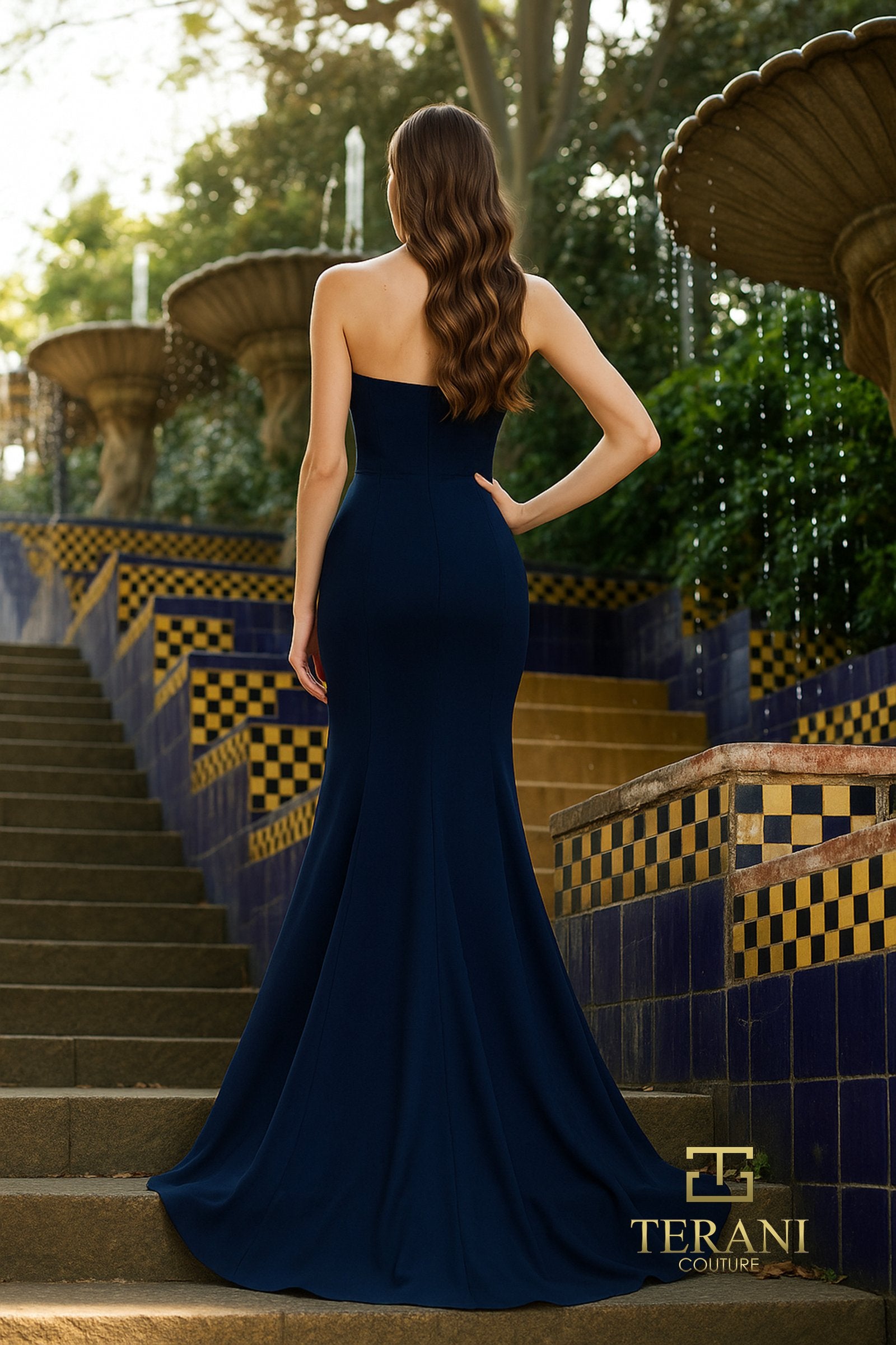 Terani Couture 261P6624 Mermaid Long Formal 3D Floral Slit Prom Dress