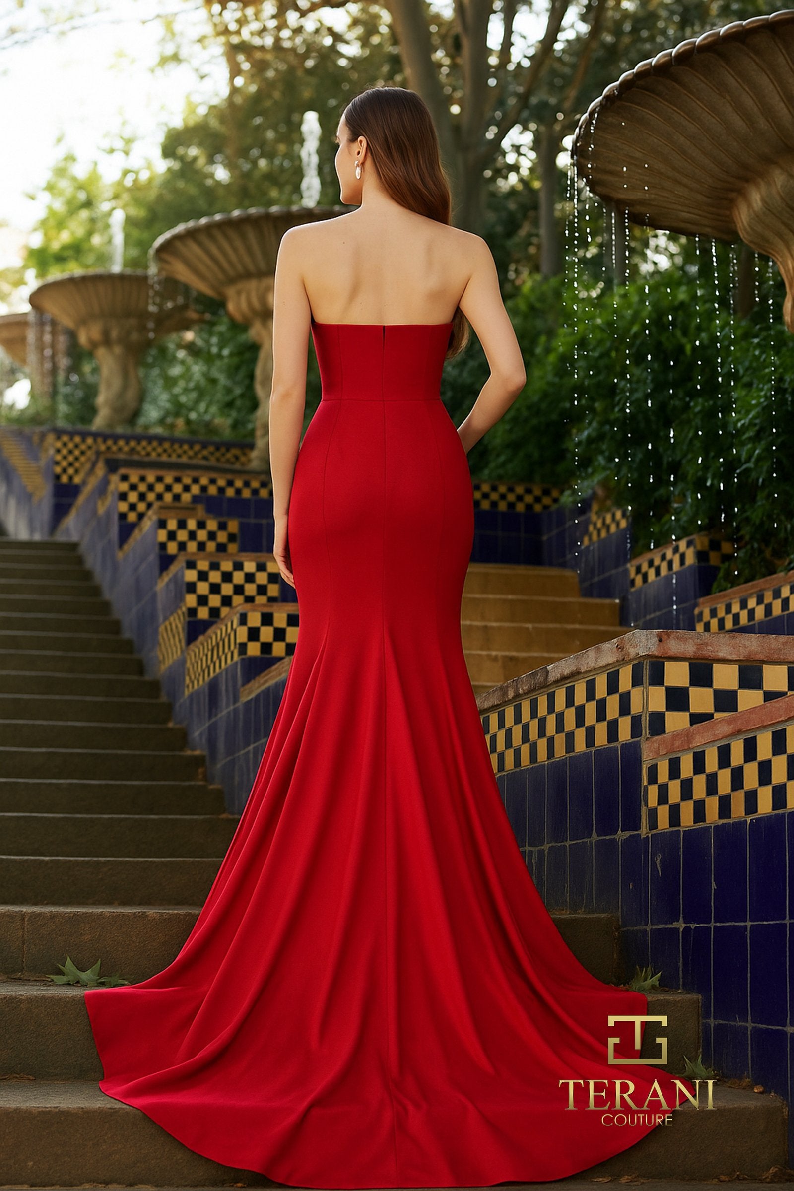 Terani Couture 261P6624 Mermaid Long Formal 3D Floral Slit Prom