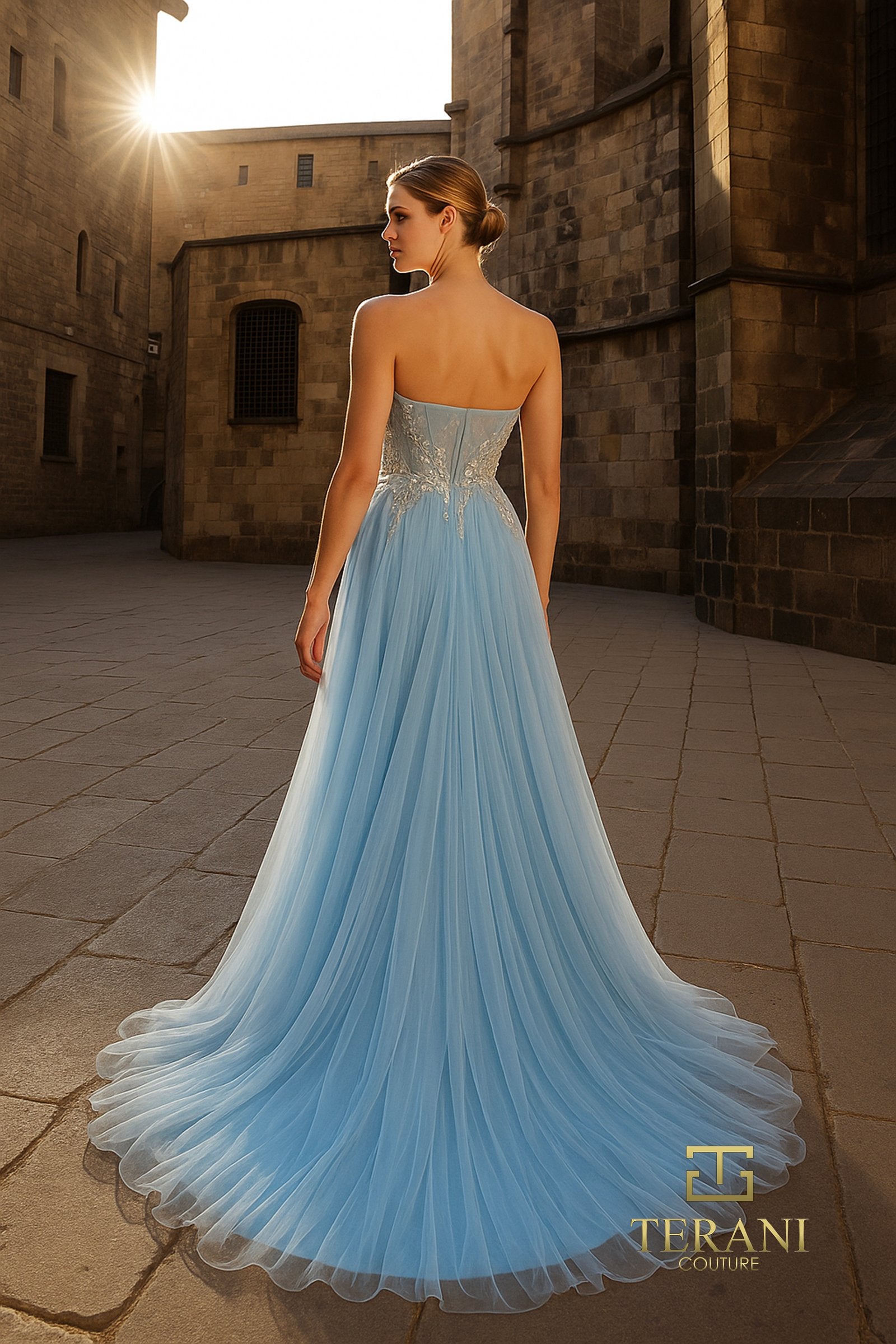 Prom Dresses Long A Line Formal Beaded Corset Prom Dress BLUE