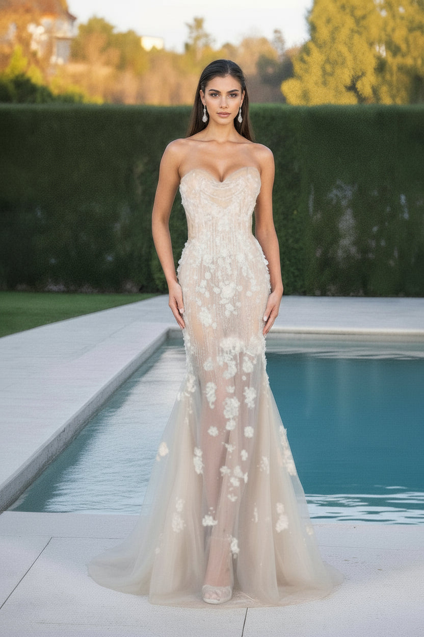 Prom Dresses Prom Mermaid Long Formal Evening Dress NUDE