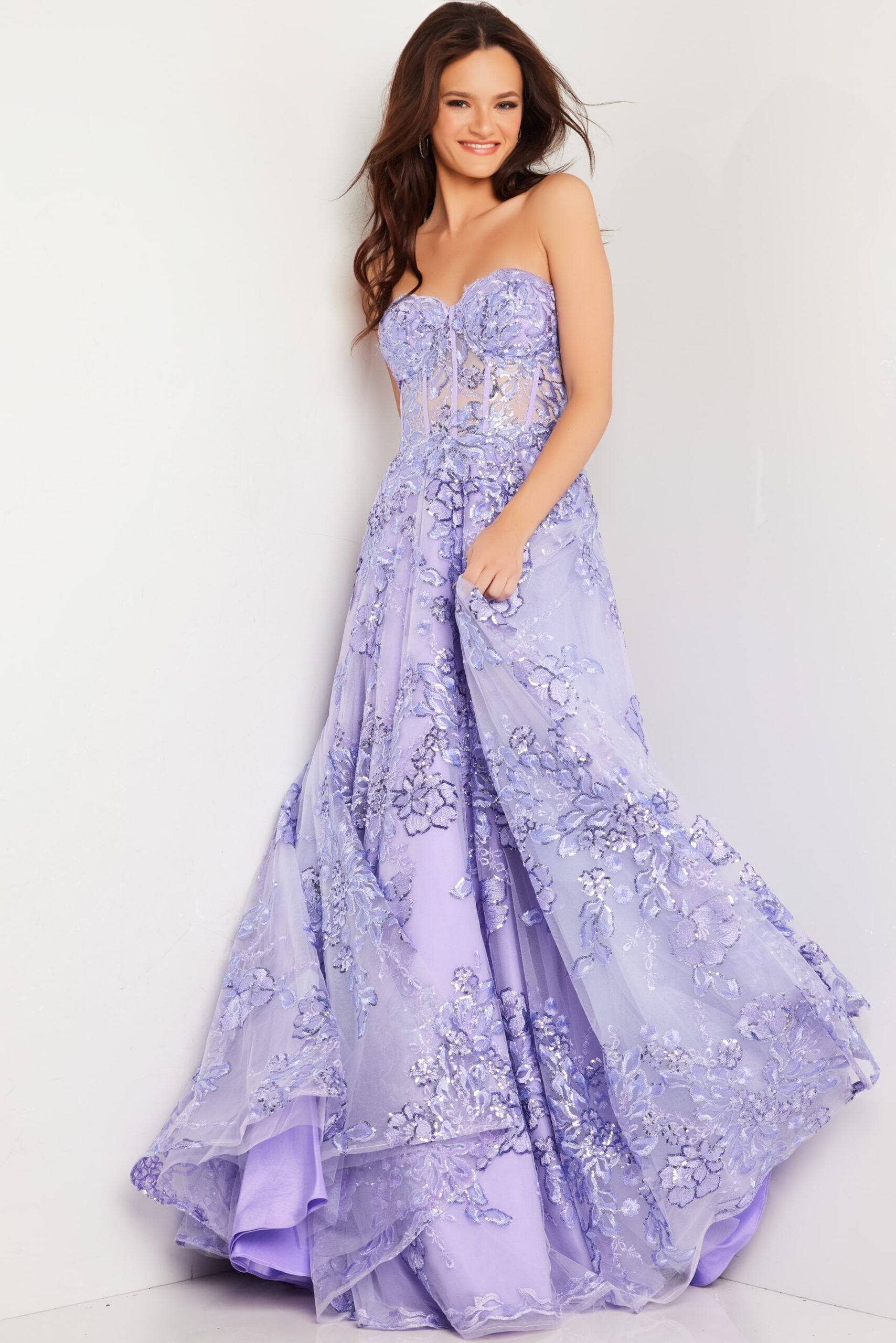 Prom Dresses Long Ball Gown Beaded Sequin Prom Dress Lilac