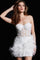 Cocktail Dresses Short Beaded Lace Feather Cocktail Dress White