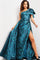 Formal Dresses Long Metallic Formal High Slit Evening Dress Peacock