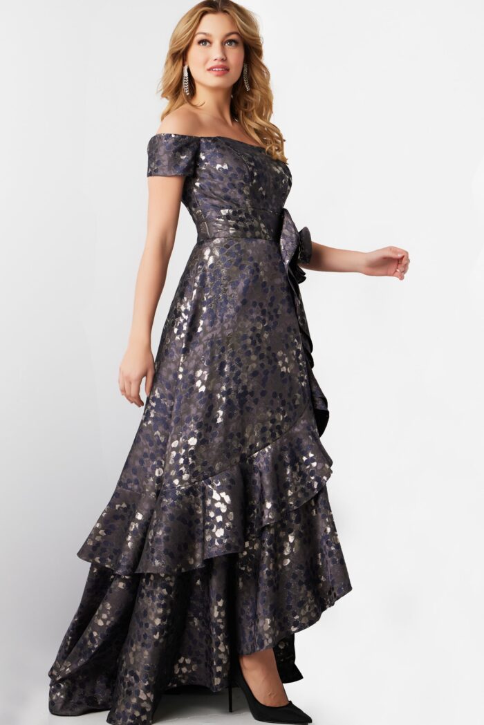 Formal Dresses High Low Formal Printed Layered Evening Dress  Grey/Brown