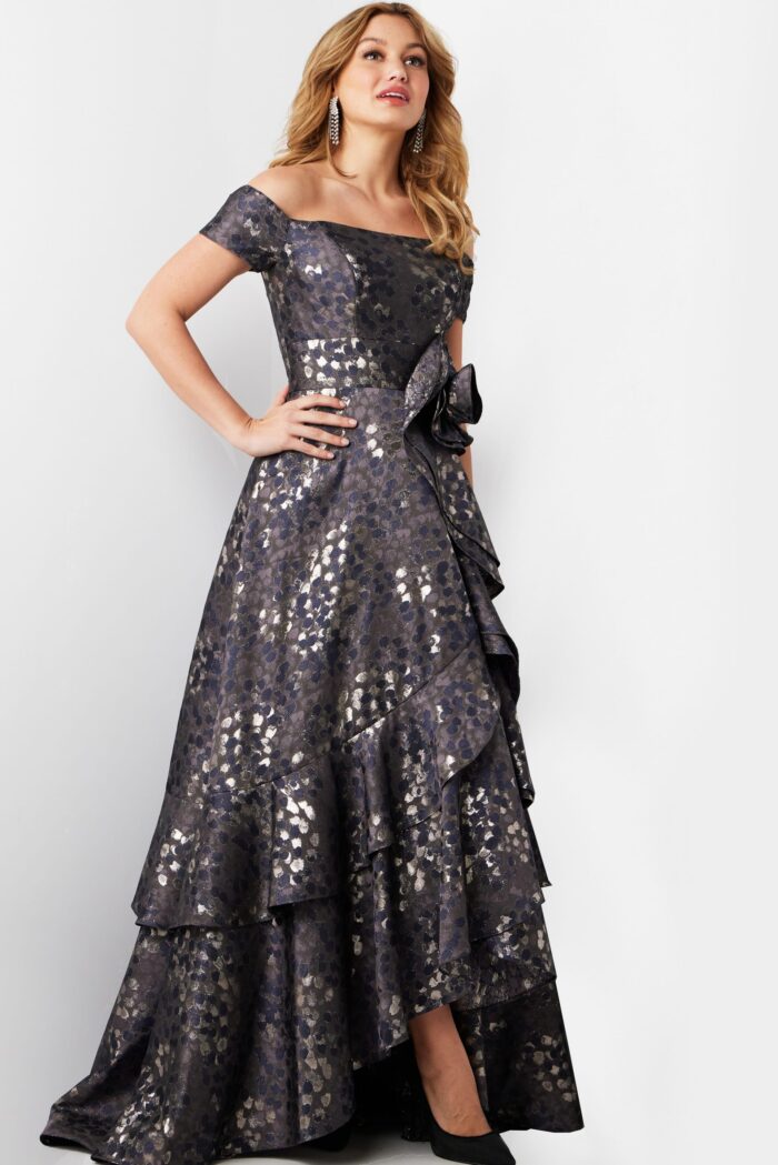 Formal Dresses High Low Formal Printed Layered Evening Dress  Grey/Brown