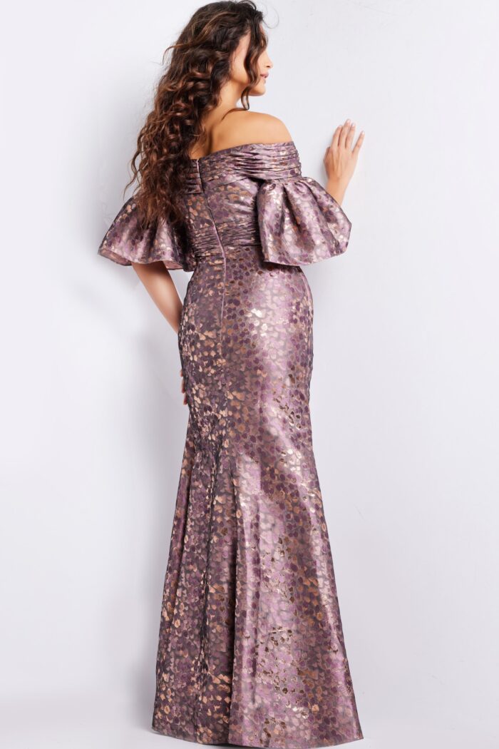 Formal Dresses Printed Long Metallic Formal Dress Gold/Light-Brown