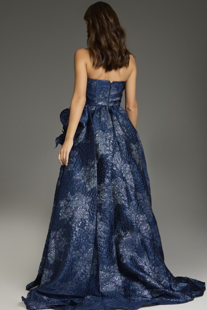 Formal Dresses Long Ruffle A Line Formal Dress Navy/Multi
