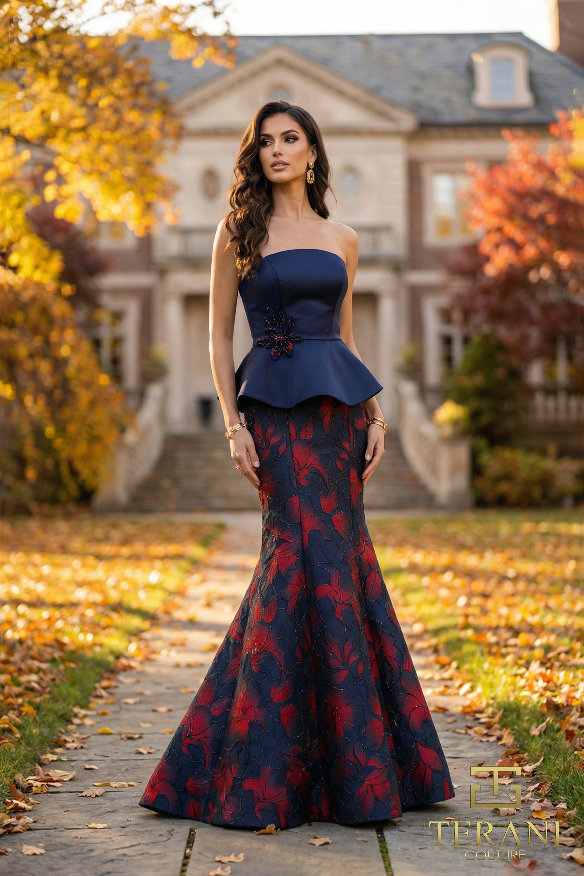 Strapless Straight Neck Floor-Length Satin Formal Mermaid/Trumpet Terani Couture 262E7075