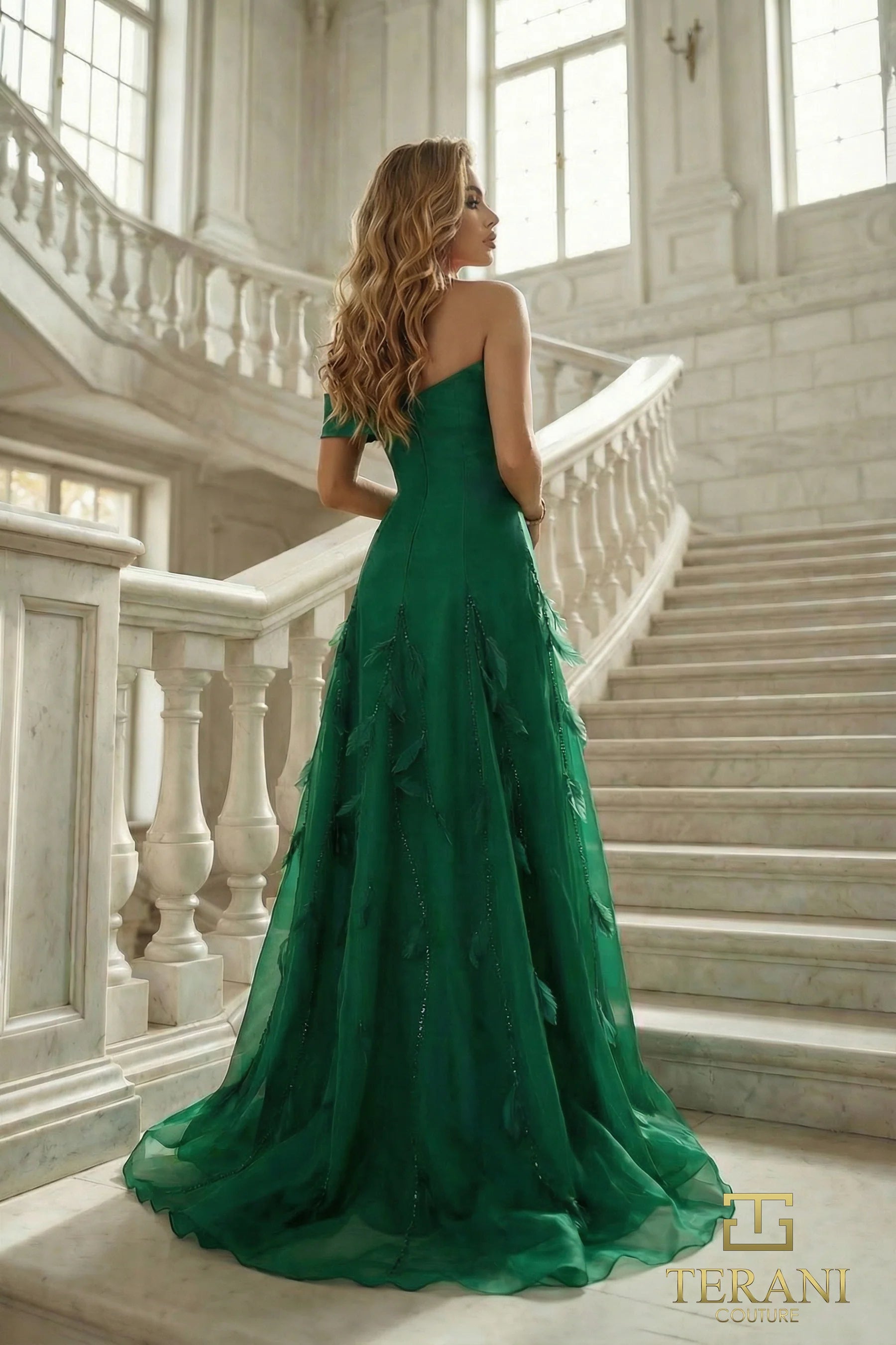 Off-the-Shoulder Floor-Length Organza Formal A-Line Terani Couture 262E7080