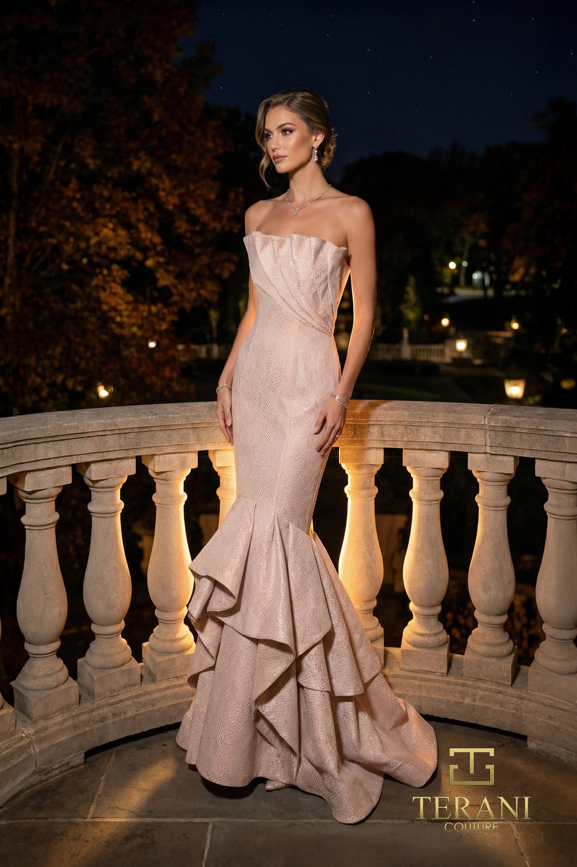 Strapless Straight Neck Floor-Length Mikado Evening Mermaid/Trumpet Terani Couture 262E7108