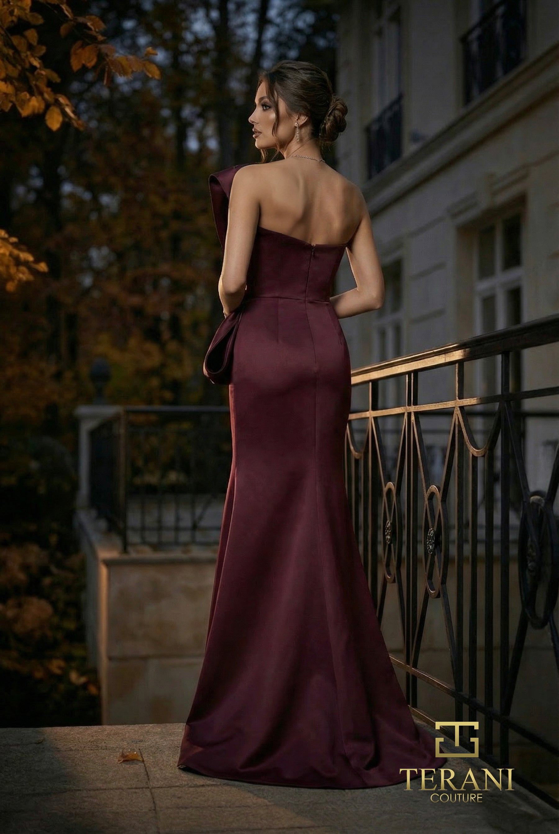 Strapless Straight Neck Floor-Length Satin Formal Mermaid Terani Couture 262E7358