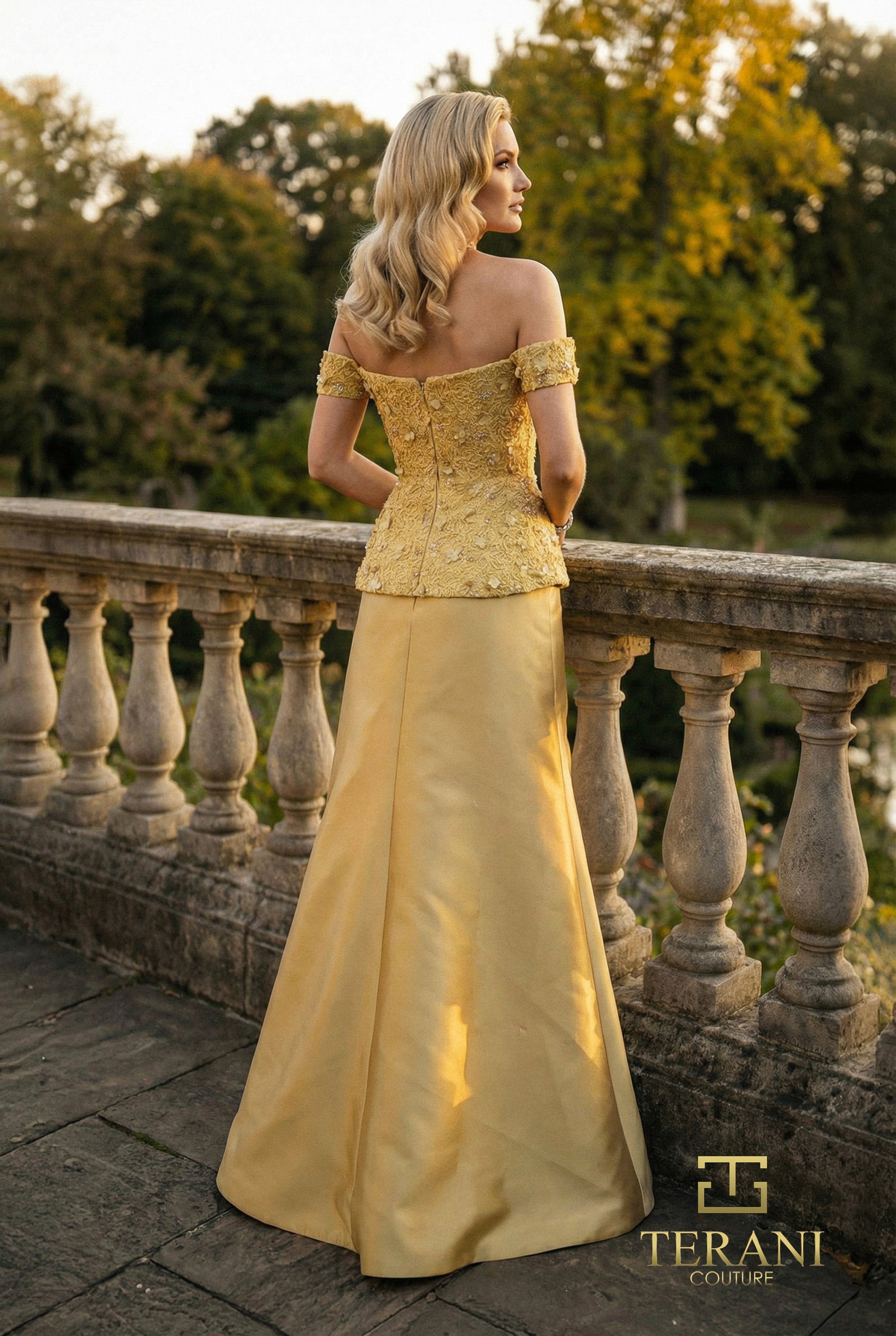 Off-the-Shoulder Floor-Length Lace Formal A-Line Terani Couture 262M7270