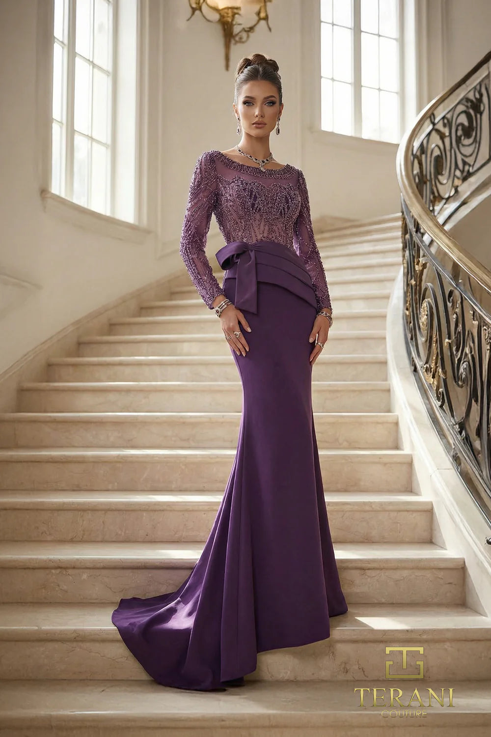 Illusion Floor-Length Lace Formal Sheath/Column Terani Couture 262M7293