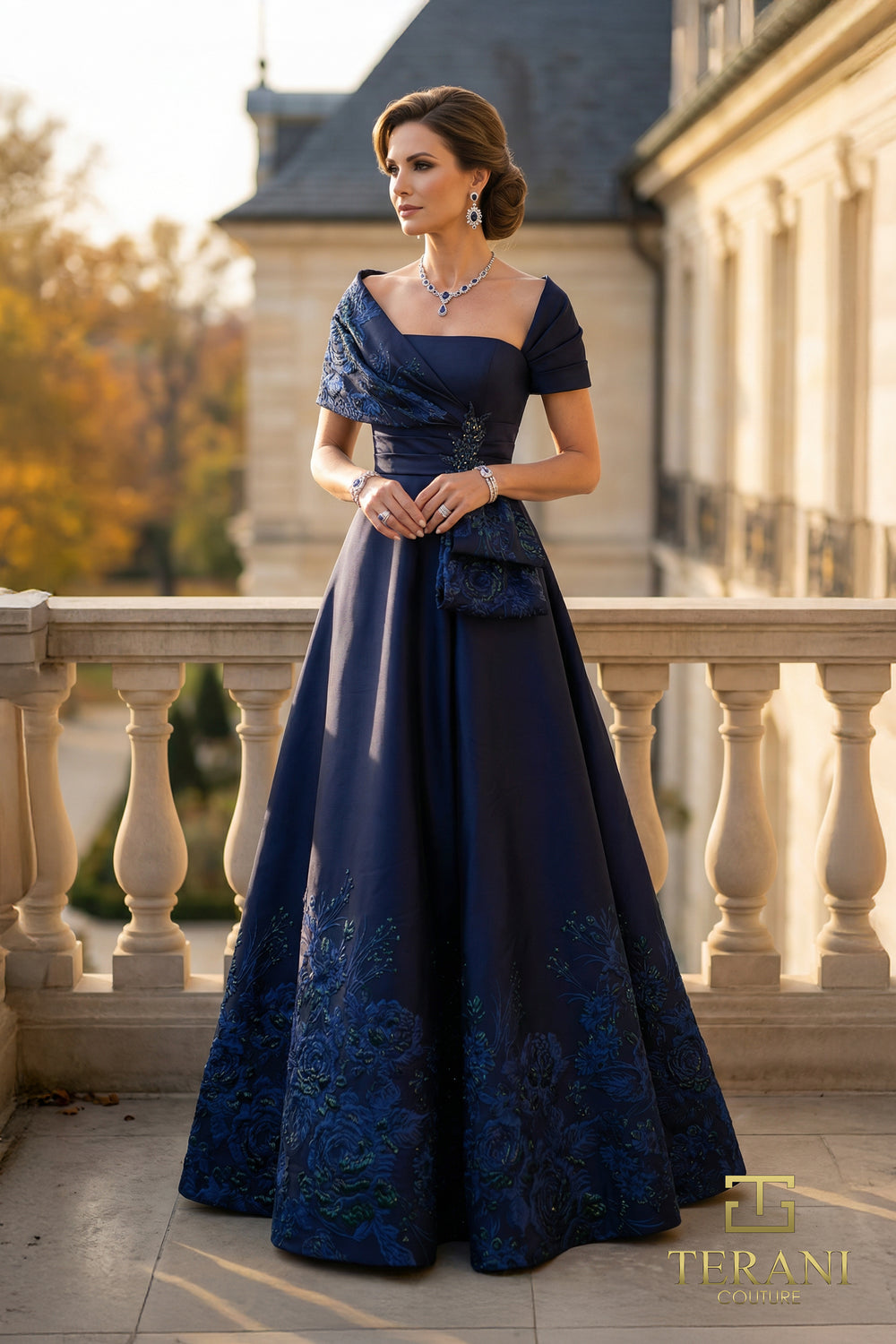 Square Floor-Length Satin Formal A-Line Terani Couture 262M7323