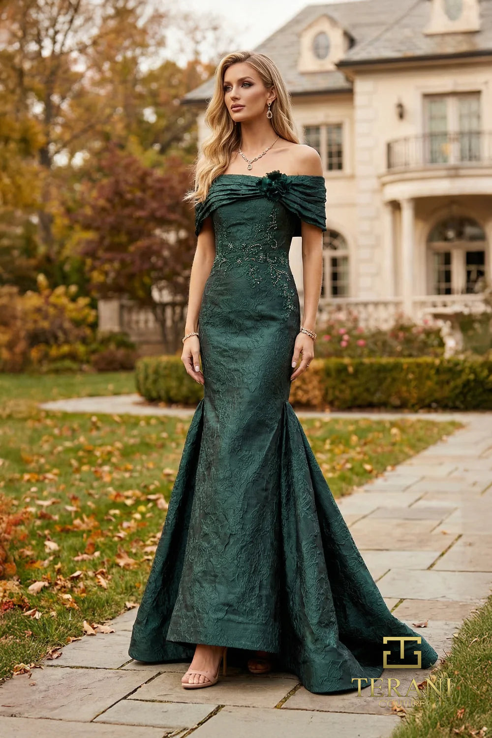 Off-the-Shoulder Floor-Length Mikado Evening Mermaid/Trumpet Terani Couture 262E7069