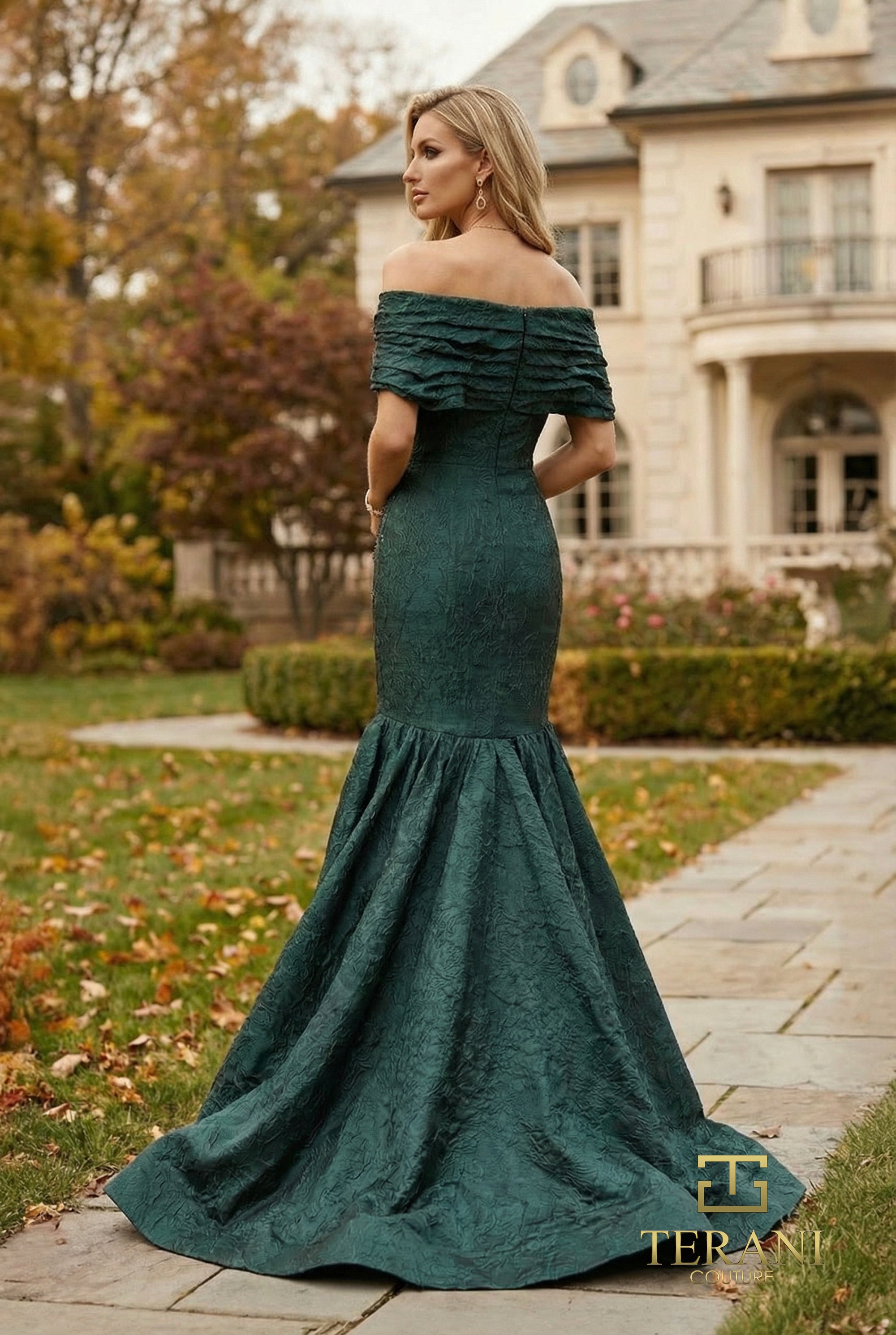 Off-the-Shoulder Floor-Length Mikado Evening Mermaid/Trumpet Terani Couture 262E7069