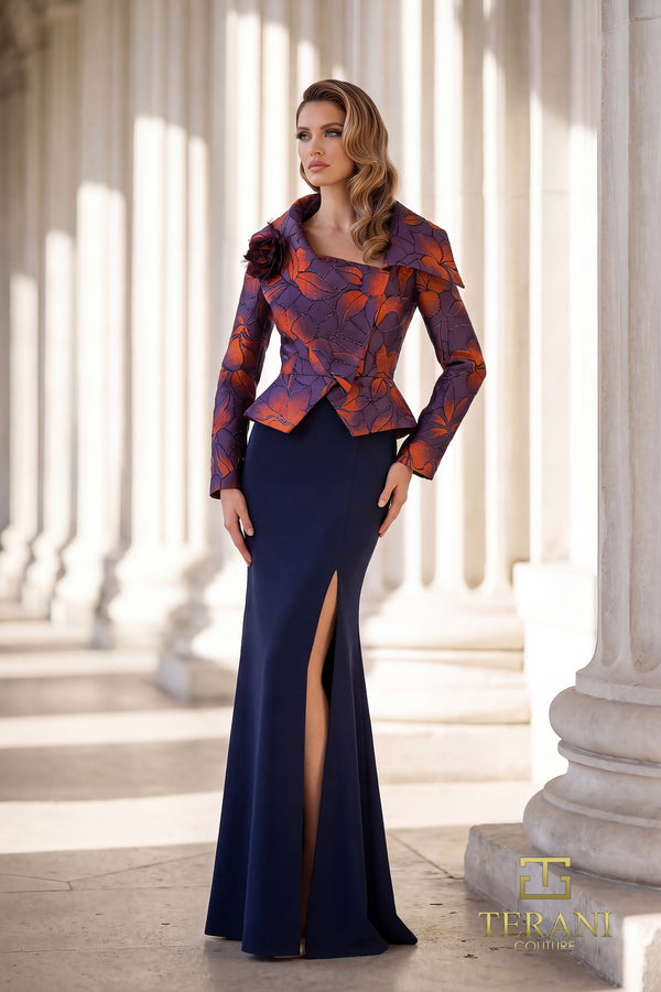 Cowl Floor-Length Mikado Formal Sheath Column Terani Couture 262E7090