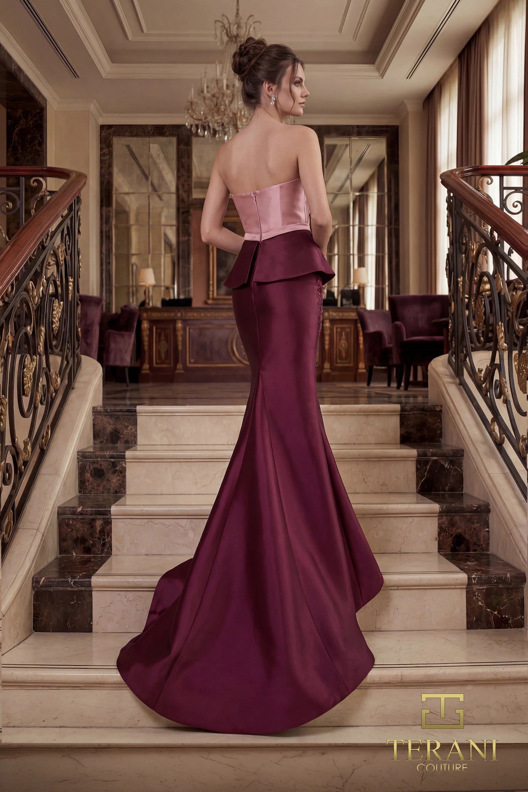 Strapless Straight Neck Floor-Length Satin Formal Mermaid/Trumpet Terani Couture 262E7115