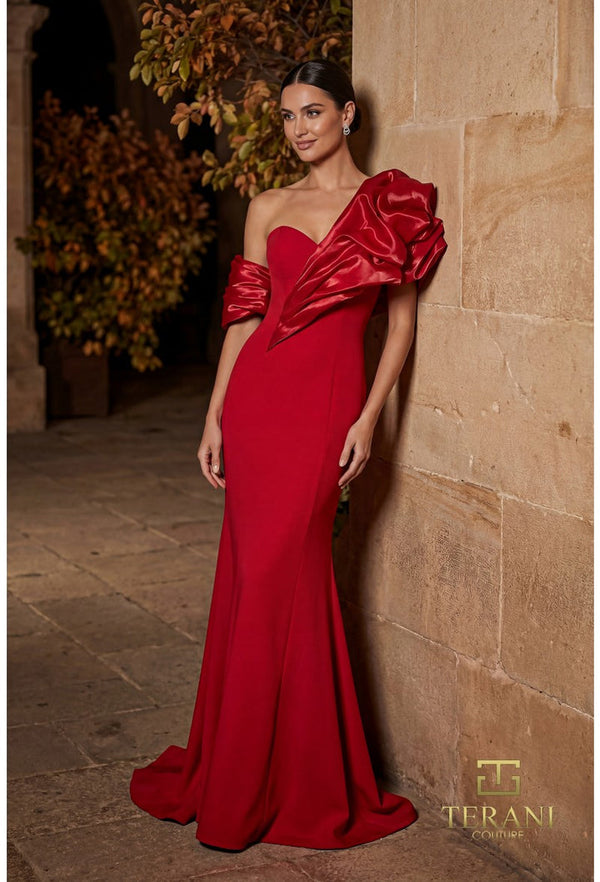 Sweetheart Floor-Length with Train Crepe Formal Mermaid Trumpet Terani Couture 262E7120