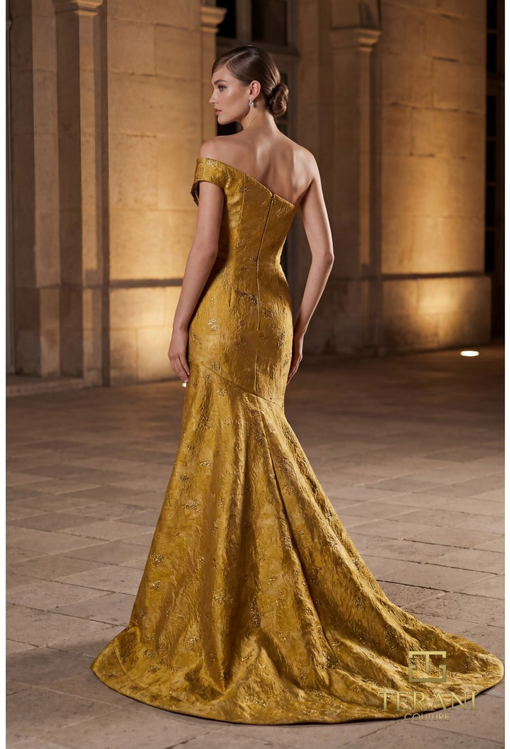Off-the-Shoulder Floor-Length Mikado Formal Mermaid/Trumpet Gown Terani Couture 262E7137