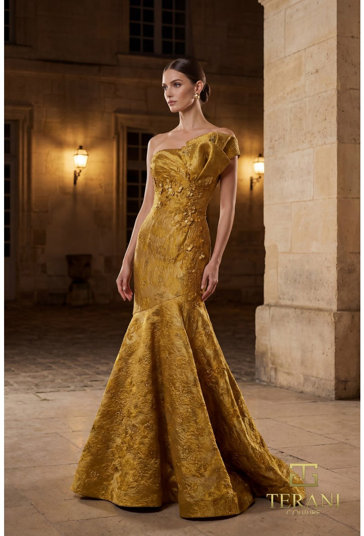 Off-the-Shoulder Floor-Length Mikado Formal Mermaid/Trumpet Gown Terani Couture 262E7137
