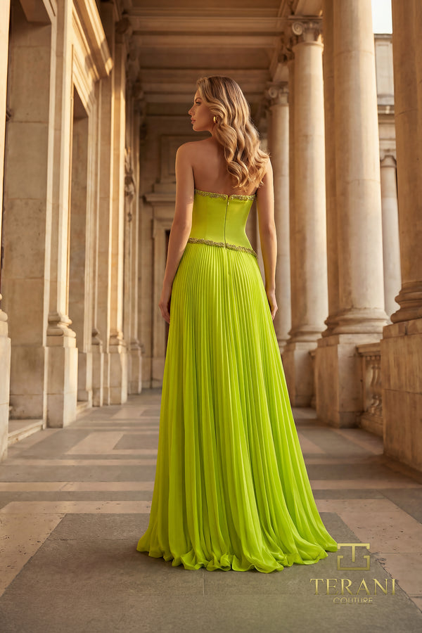 Strapless Straight Neck Floor-Length Chiffon Formal Sheath/Column Terani Couture 262E7352