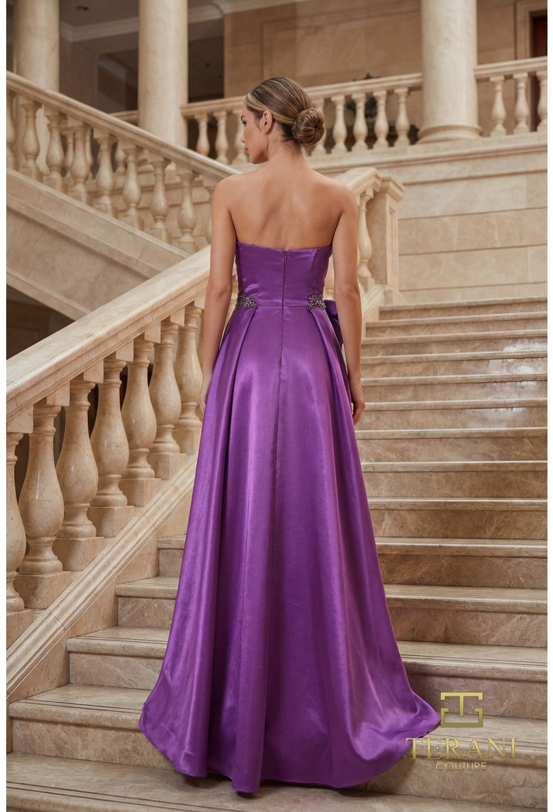 Strapless Curved Neck Floor-Length Satin Occasion Ball Gown Terani Couture TC262E7356