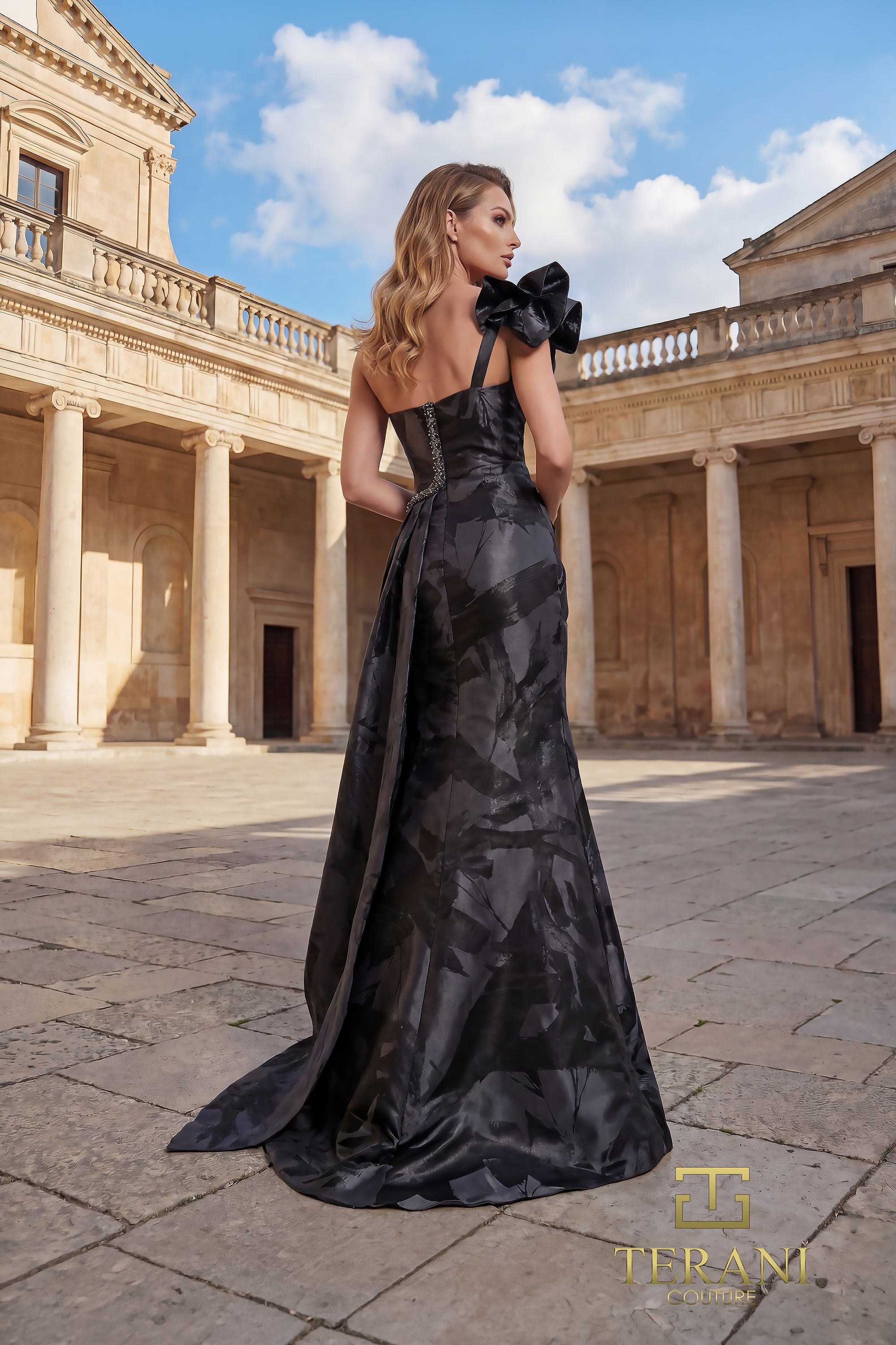 One-Shoulder Floor-Length Satin Formal Sheath Terani 262E7376