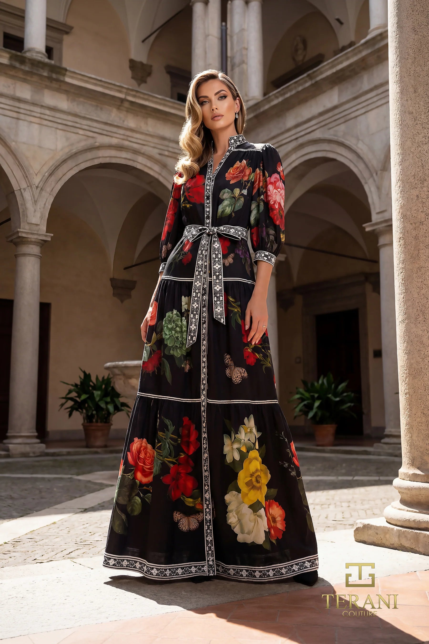 Crew High-Neck Floor-Length Chiffon Formal A-Line Terani Couture 262E7508