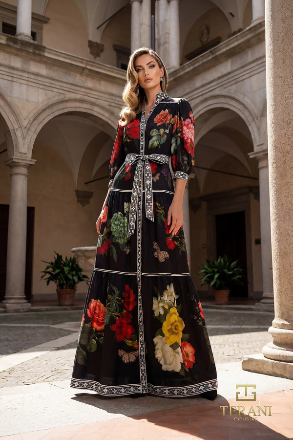 Crew High-Neck Floor-Length Chiffon Formal A-Line Terani Couture 262E7508