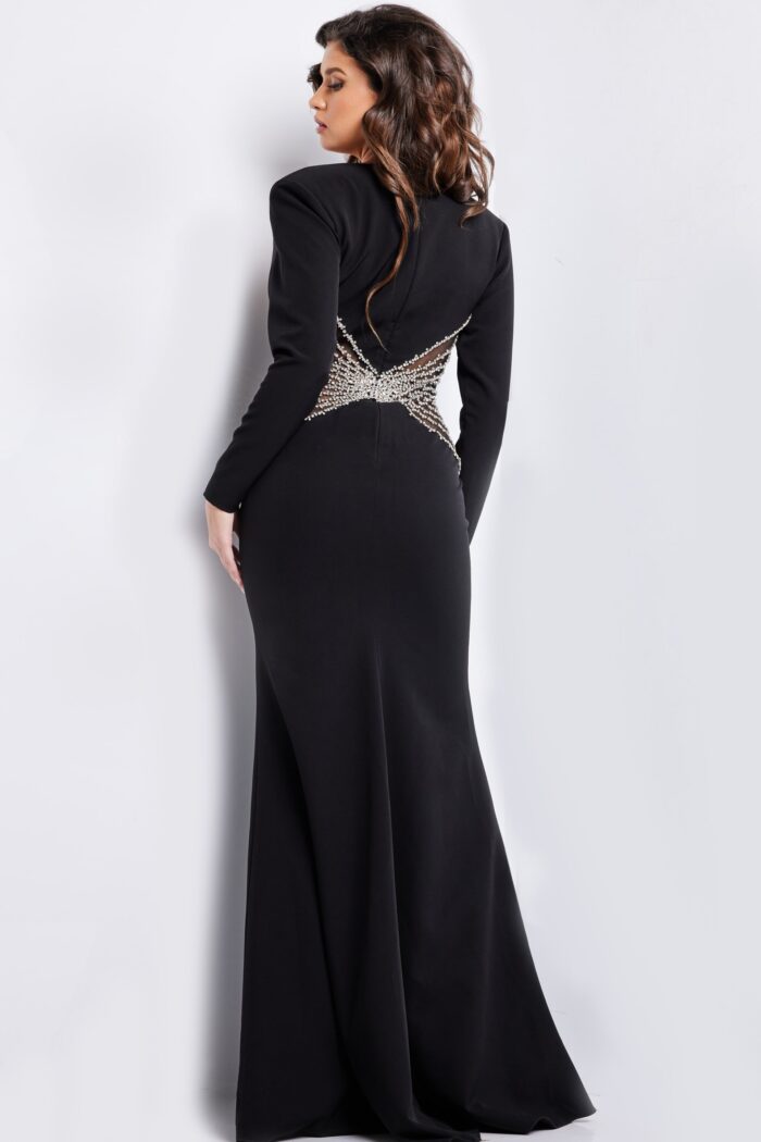 Formal Dresses Fitted Long Beaded Mermaid Formal Evening Dress  Black