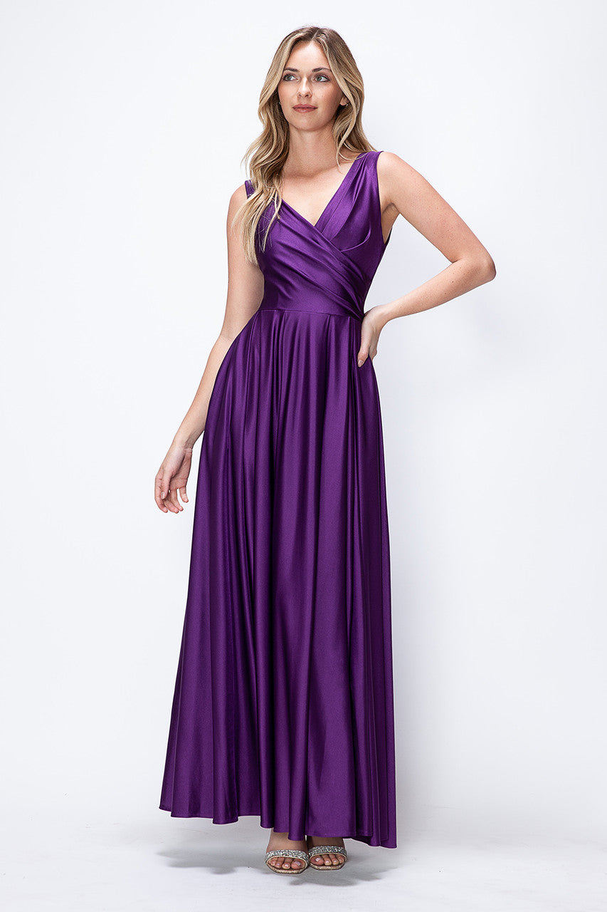 Formal Pleated Long Evening Prom Dress Lenovia 5242 - Grape / 4XL Formal Pleated Long Evening Prom Dress Lenovia 5242 - Grape / 4XL