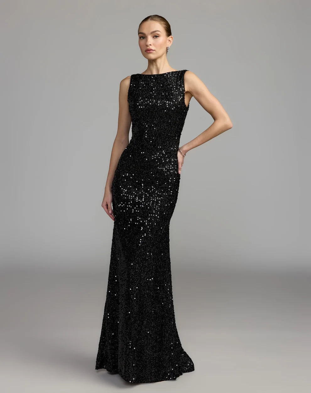 Bateau Floor-Length Sequin Formal Sheath Mac Duggal 9926331P