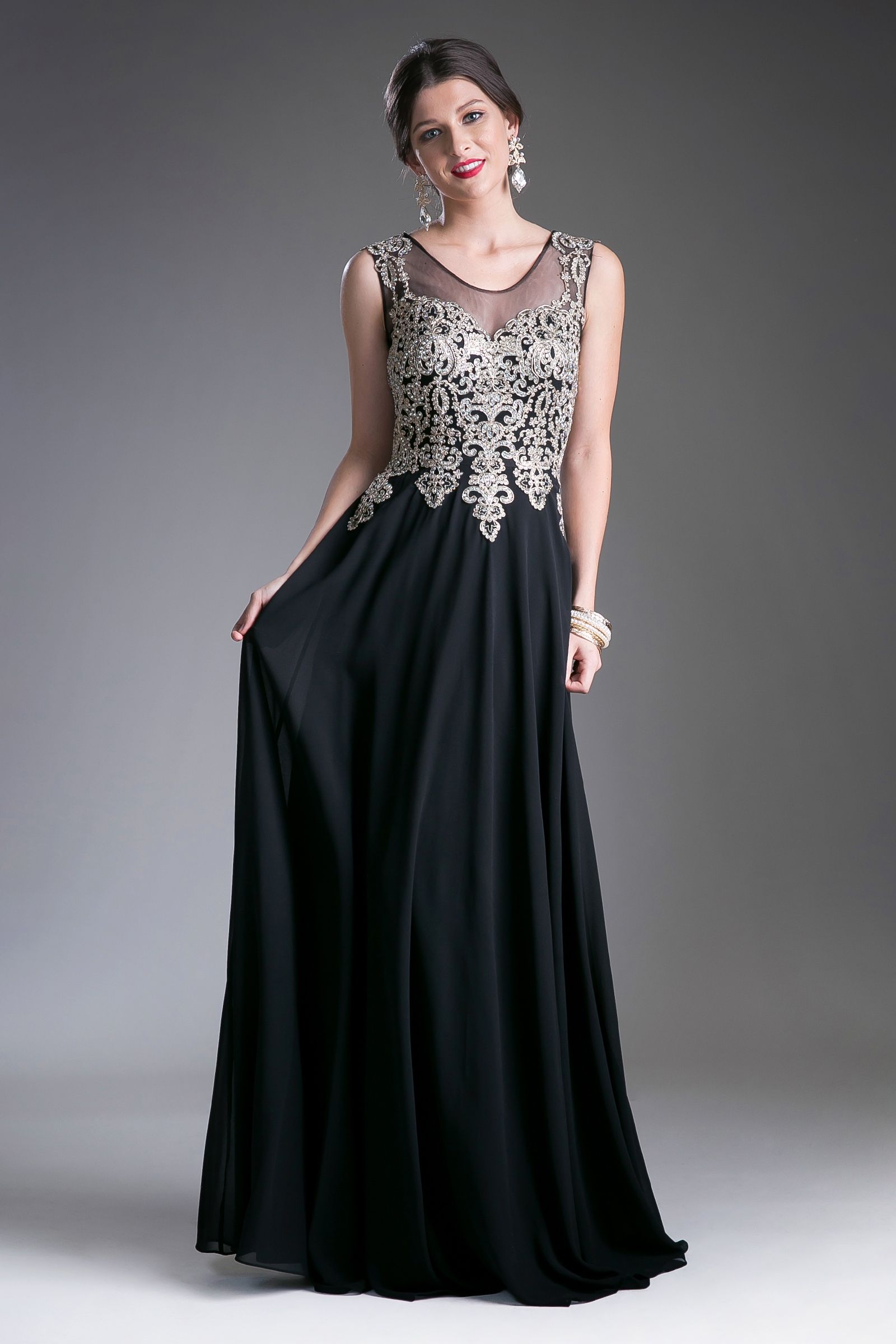 Prom Dresses Sequin Formal Long Lace Applique Prom Dress Black