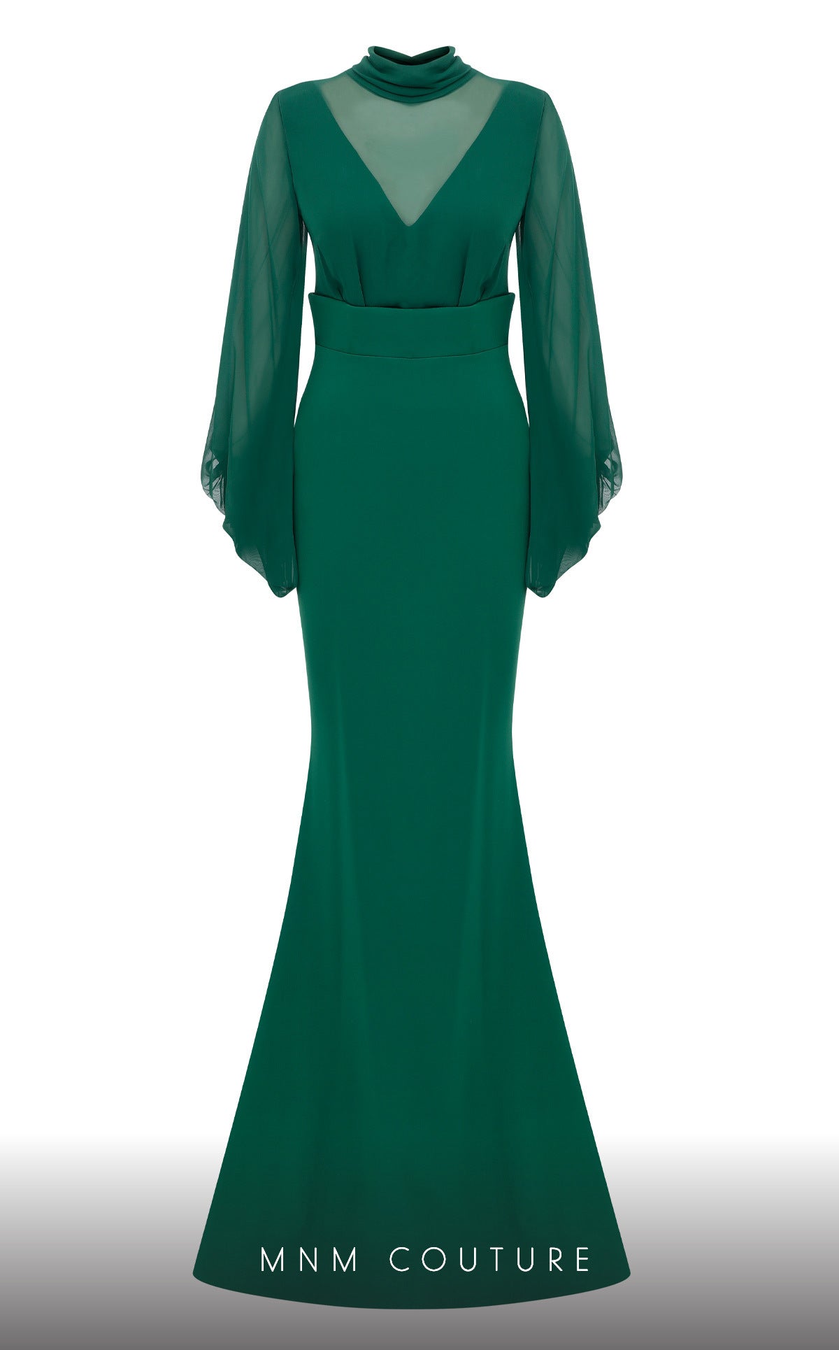 Illusion Floor-Length Chiffon Formal Mermaid MNM Couture 2637A