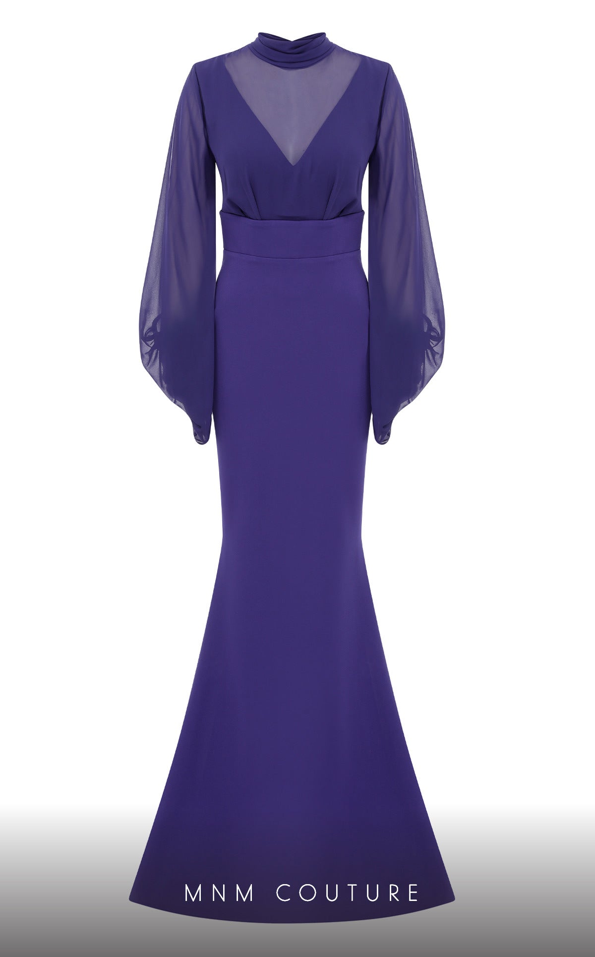 Illusion Floor-Length Chiffon Formal Mermaid MNM Couture 2637A
