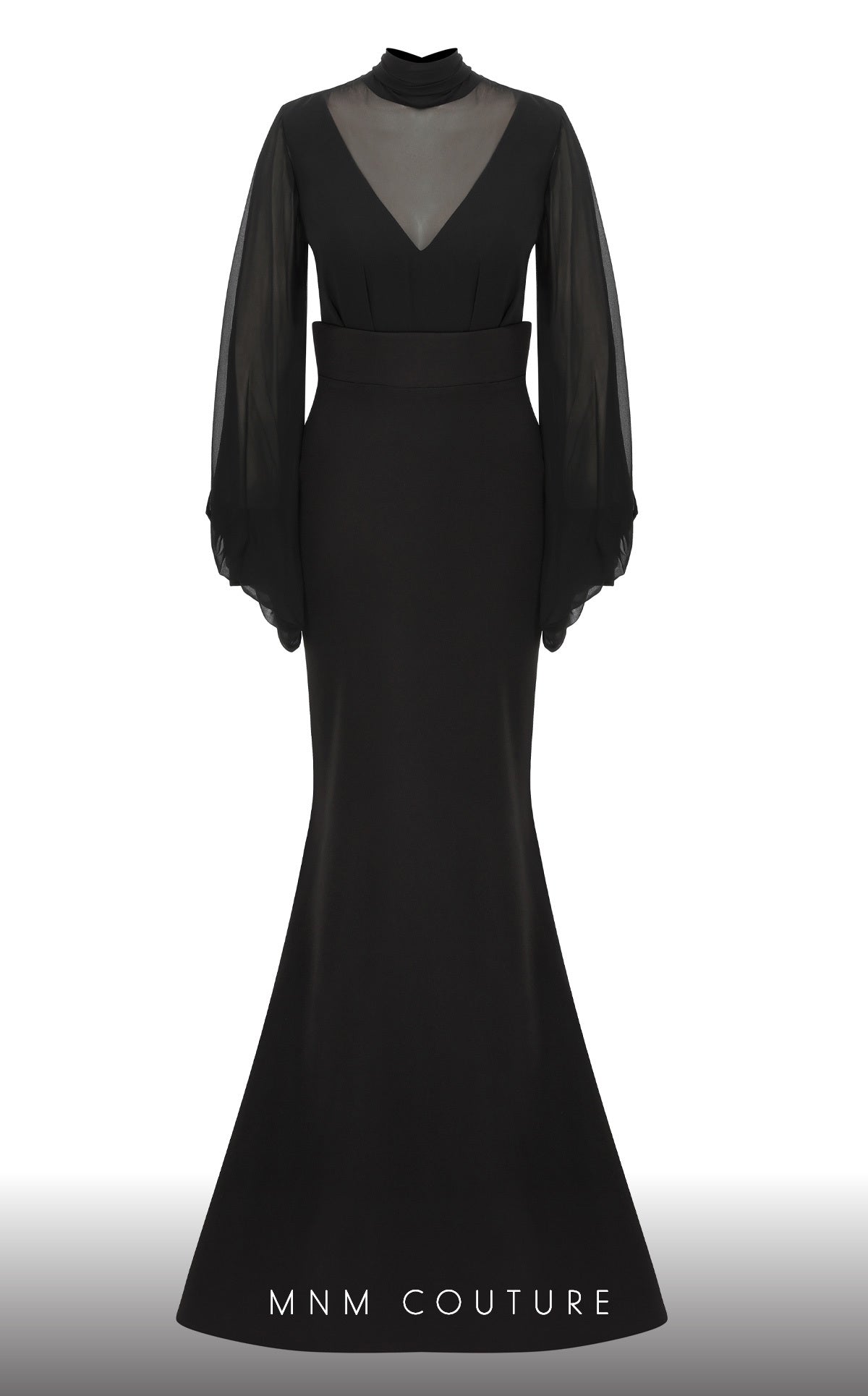 Illusion Floor-Length Chiffon Formal Mermaid MNM Couture 2637A