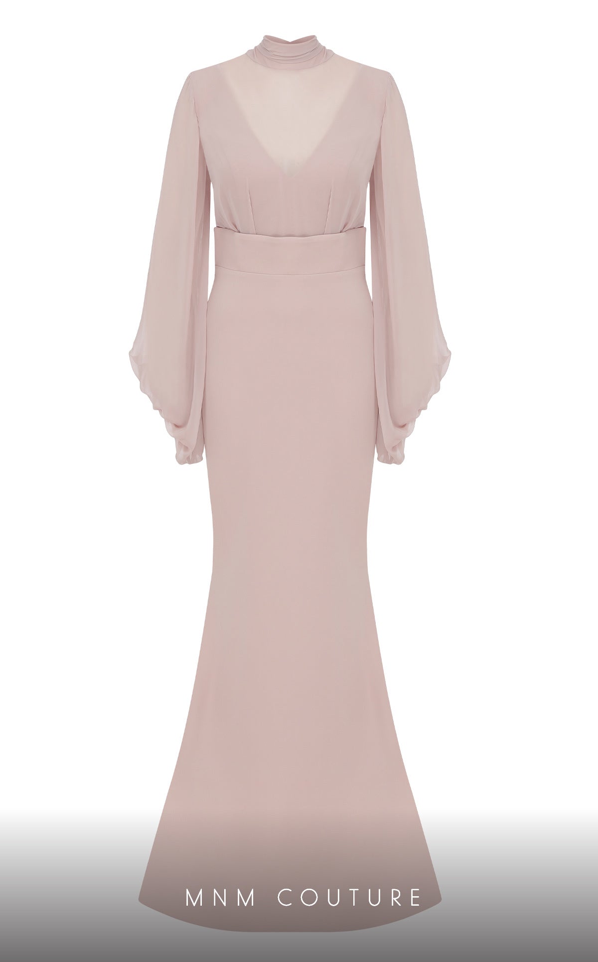 Illusion Floor-Length Chiffon Formal Mermaid MNM Couture 2637A