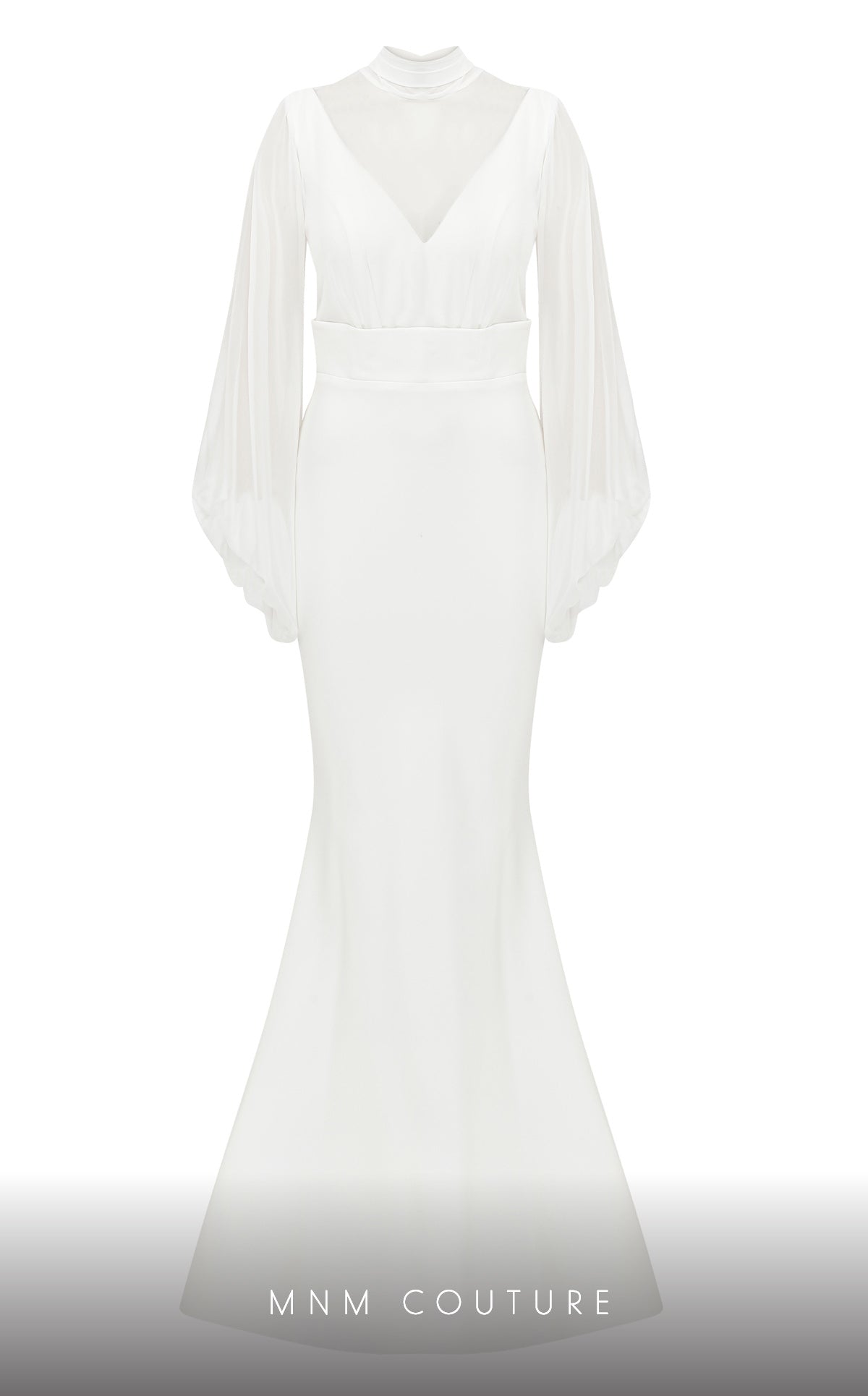 Illusion Floor-Length Chiffon Formal Mermaid MNM Couture 2637A