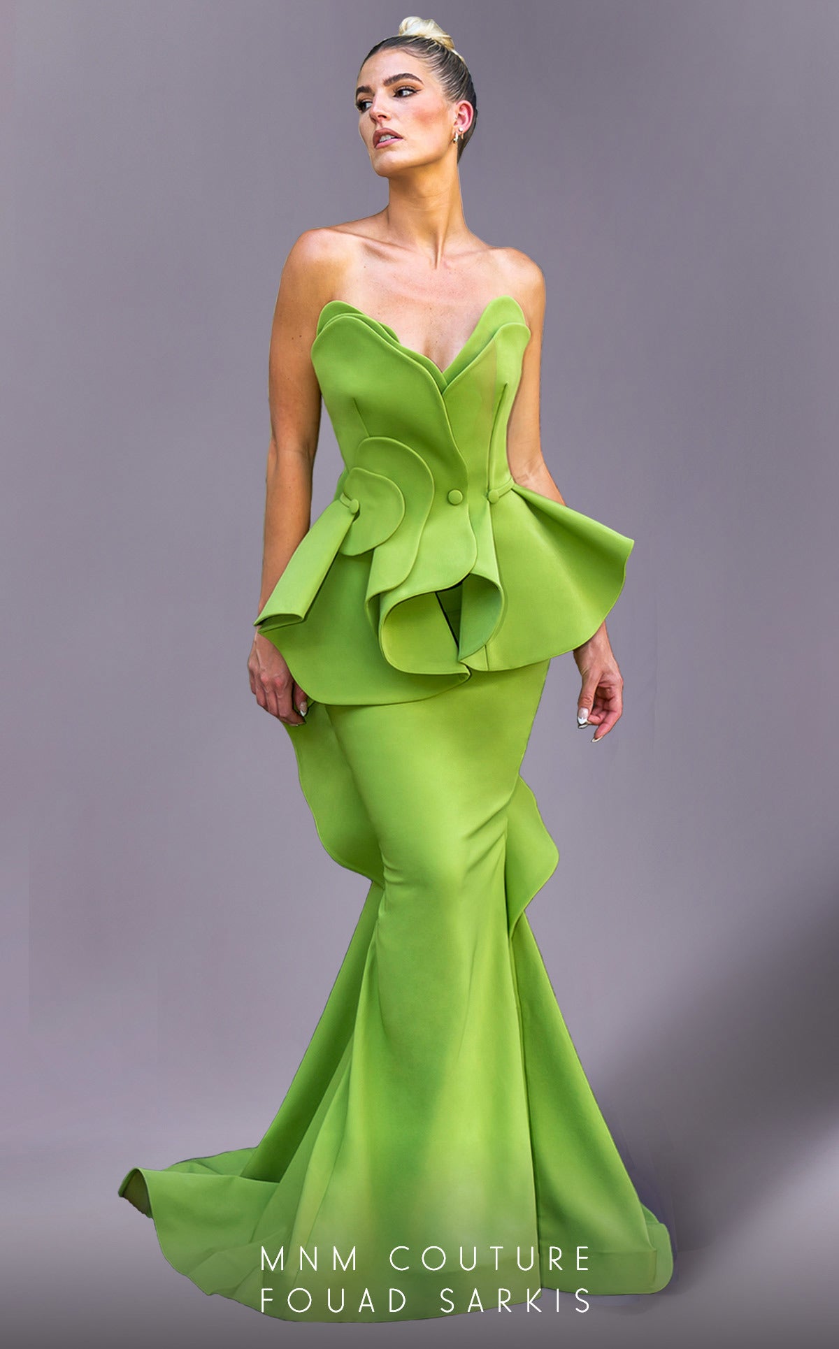 MNM Couture 2647 Long Formal Ruffle Peplum Evening Dress