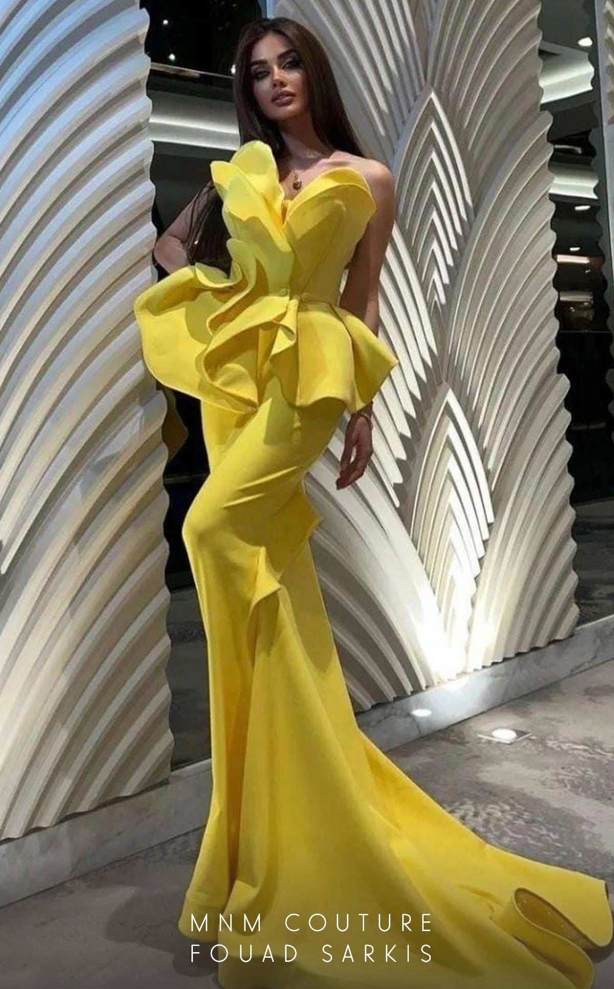 MNM Couture 2647 Long Formal Ruffle Peplum Evening Dress
