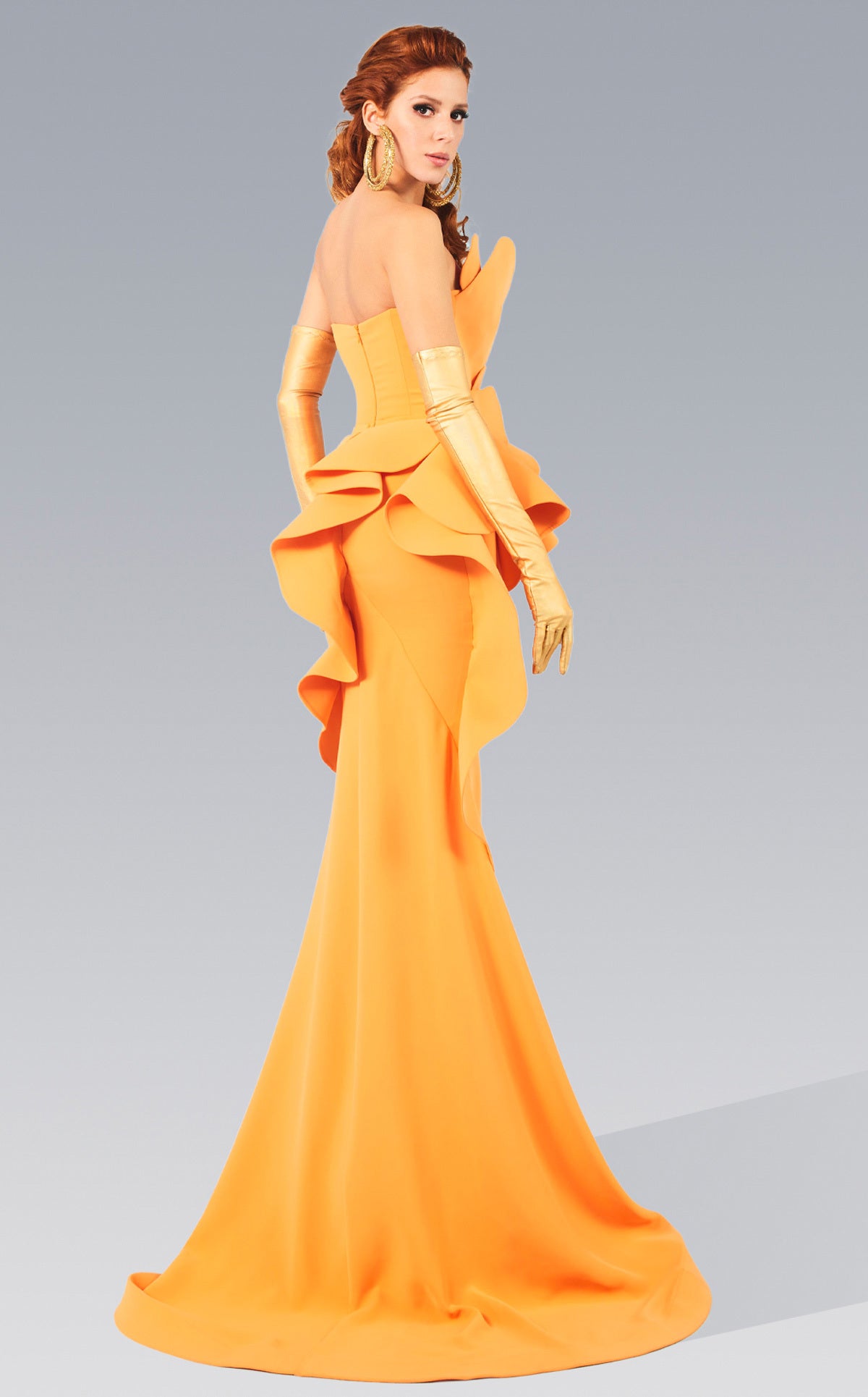 MNM Couture 2647 Long Formal Ruffle Peplum Evening Dress
