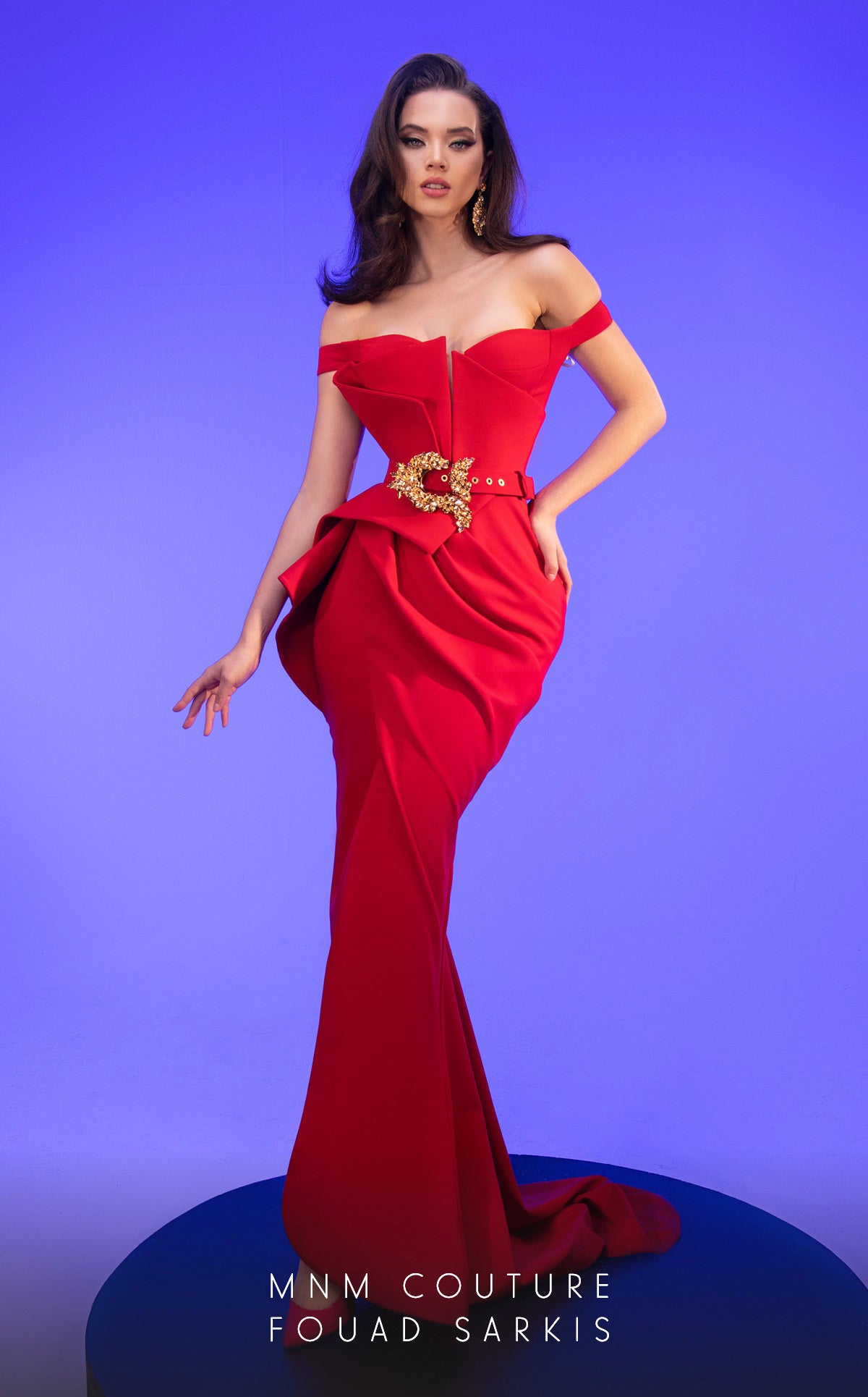 MNM Couture 2650  Ruffled Peplum Long Formal Evening Dress
