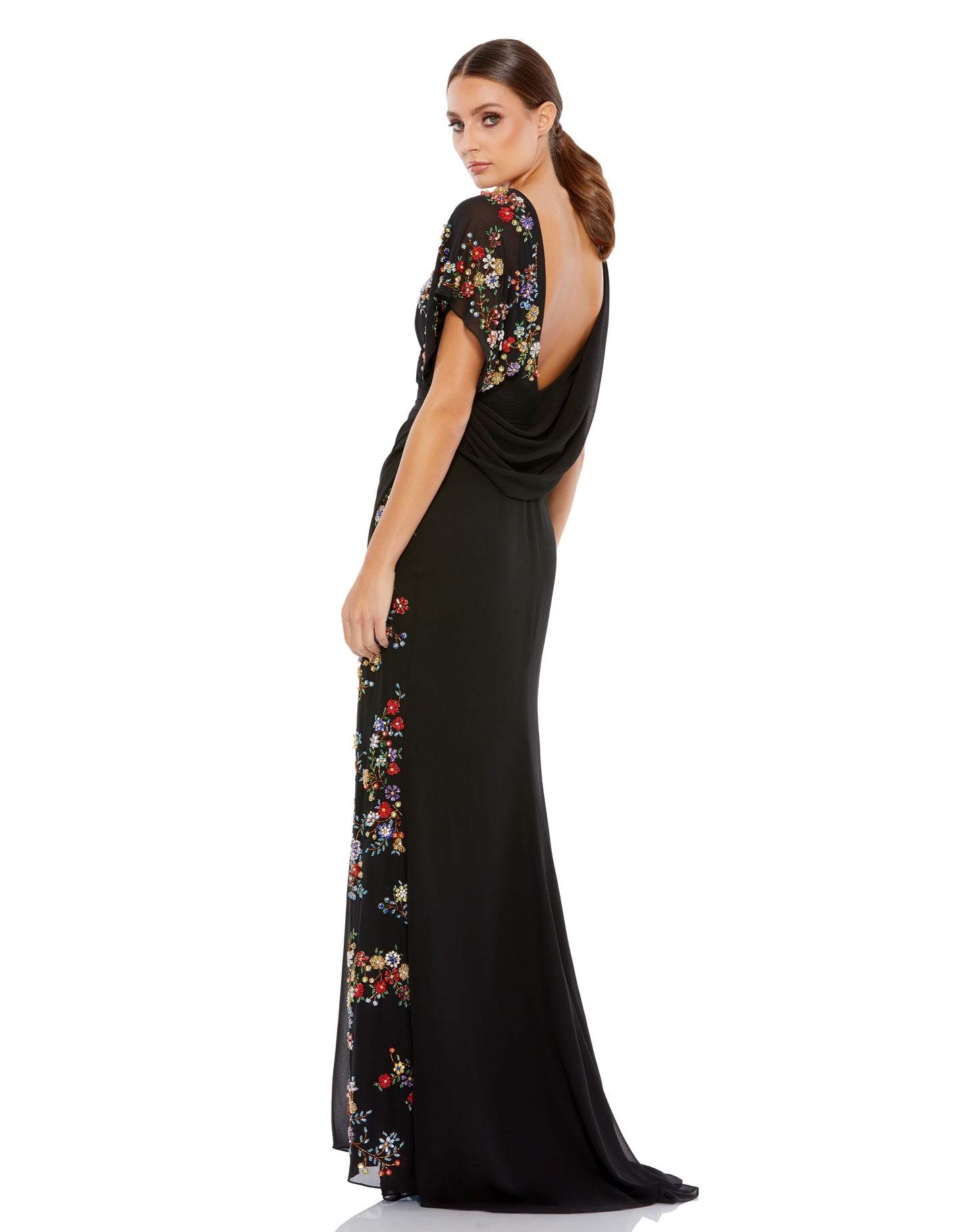 Formal Dresses Long Formal Floral Dress Black Multi